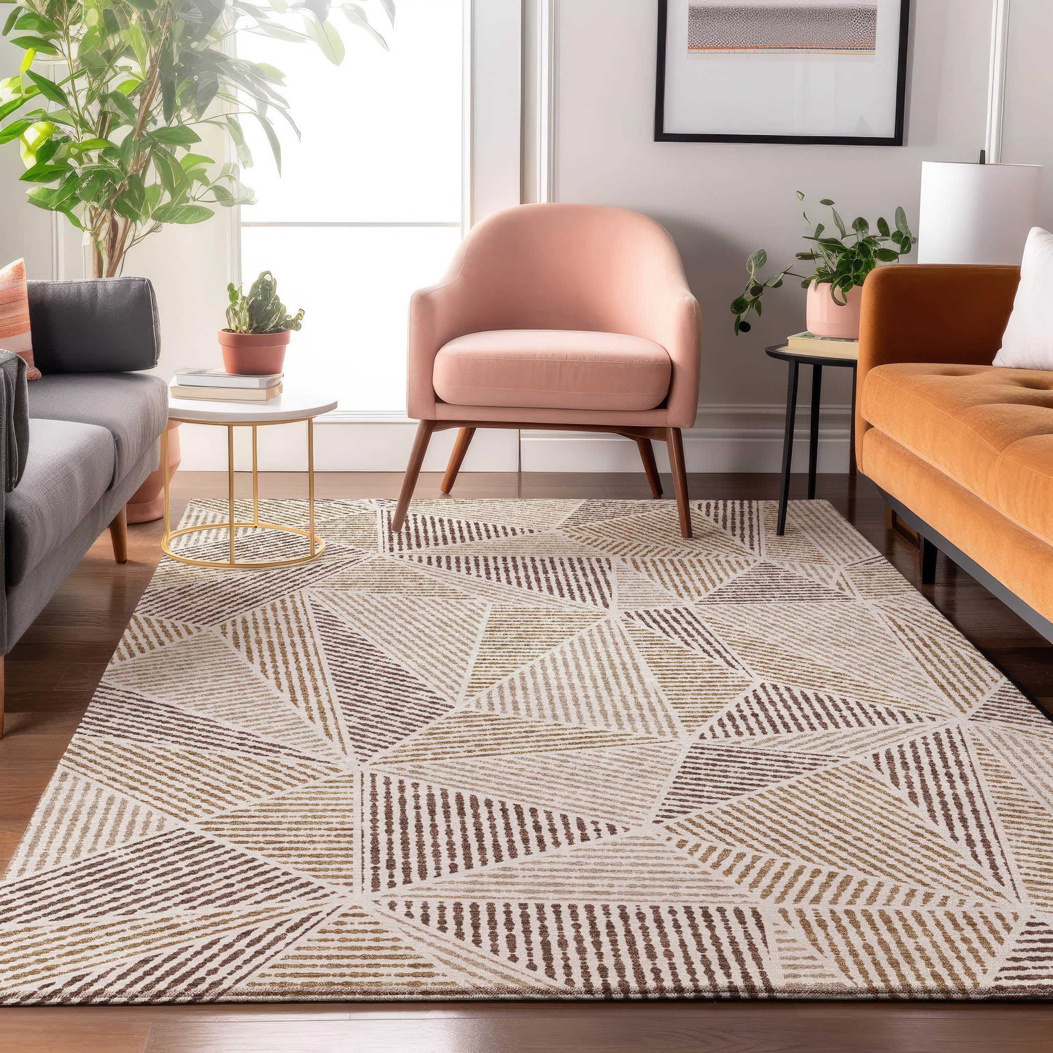 Valletta Machine Washable Transitional Brown Rug 2'6" x 3'10" #shape_Rectangle