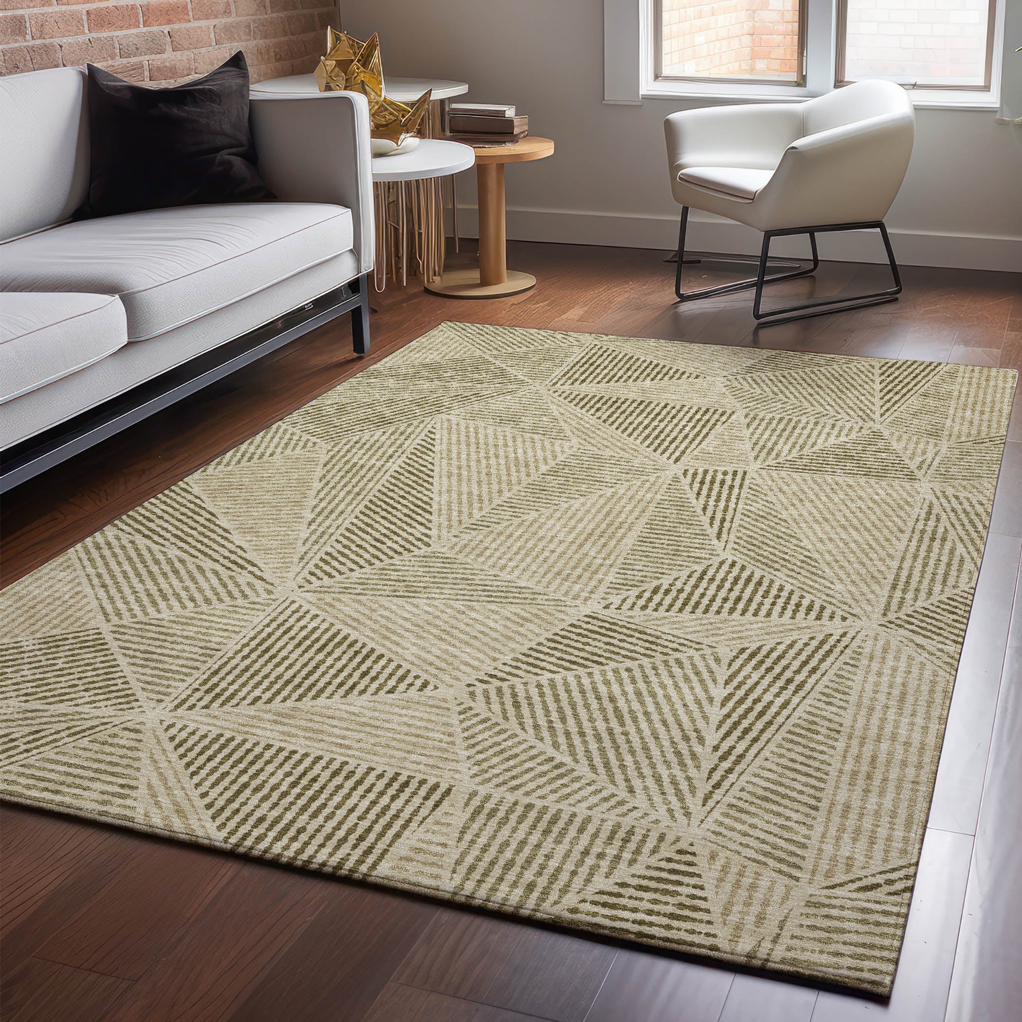 Valletta Machine Washable Transitional Khaki Brown Rug 2'6" x 3'10" #shape_Rectangle