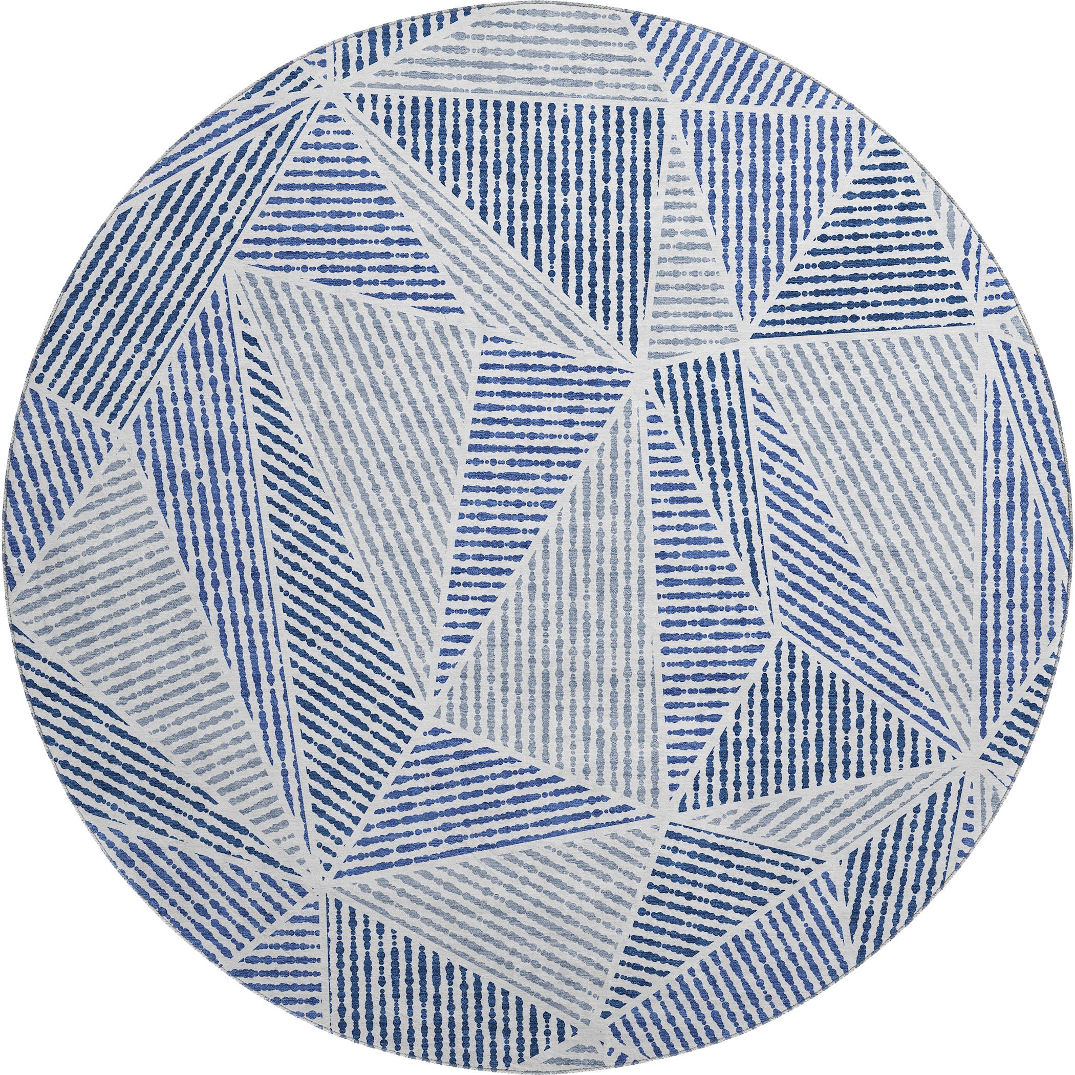 Valletta Machine Washable Transitional Navy Blue Rug 8' x 8' #shape_Round
