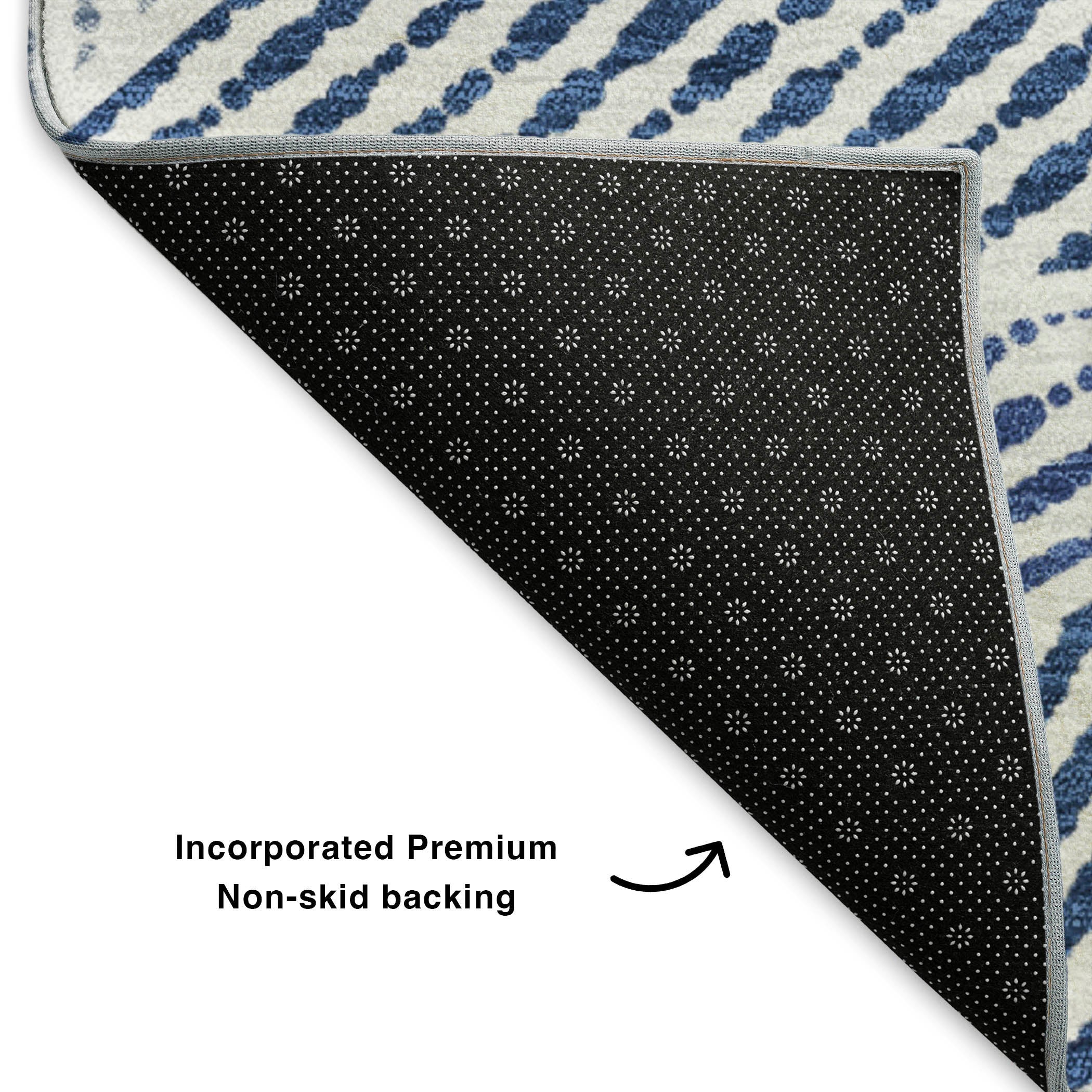 Valletta Machine Washable Transitional Navy Blue Rug 1'8" x 2'6" #shape_Rectangle