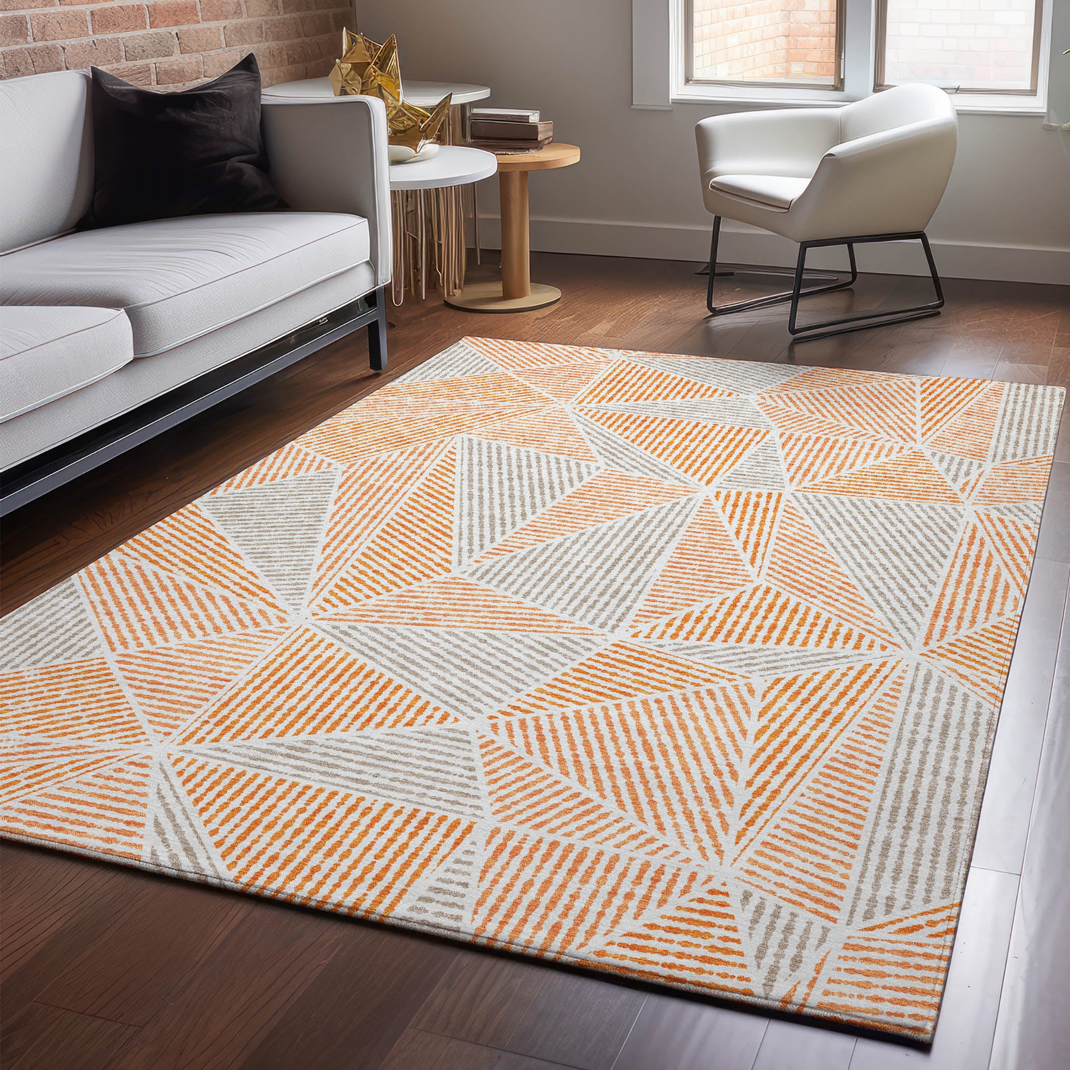 Valletta Machine Washable Transitional Orange Rug 2'6" x 3'10" #shape_Rectangle
