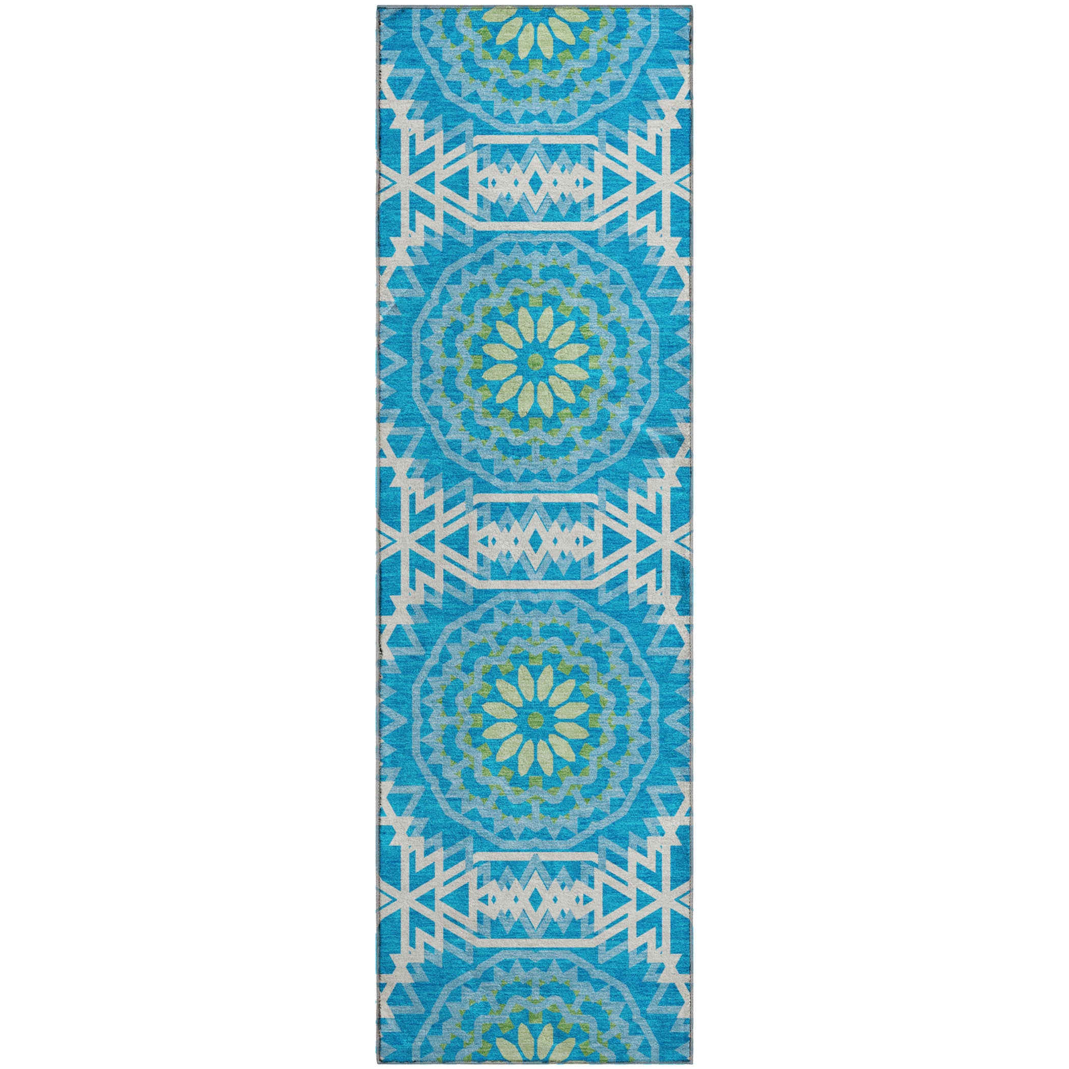 Antigua Machine Washable Transitional Blue Rug 2'3" x 7'6" #shape_Runner