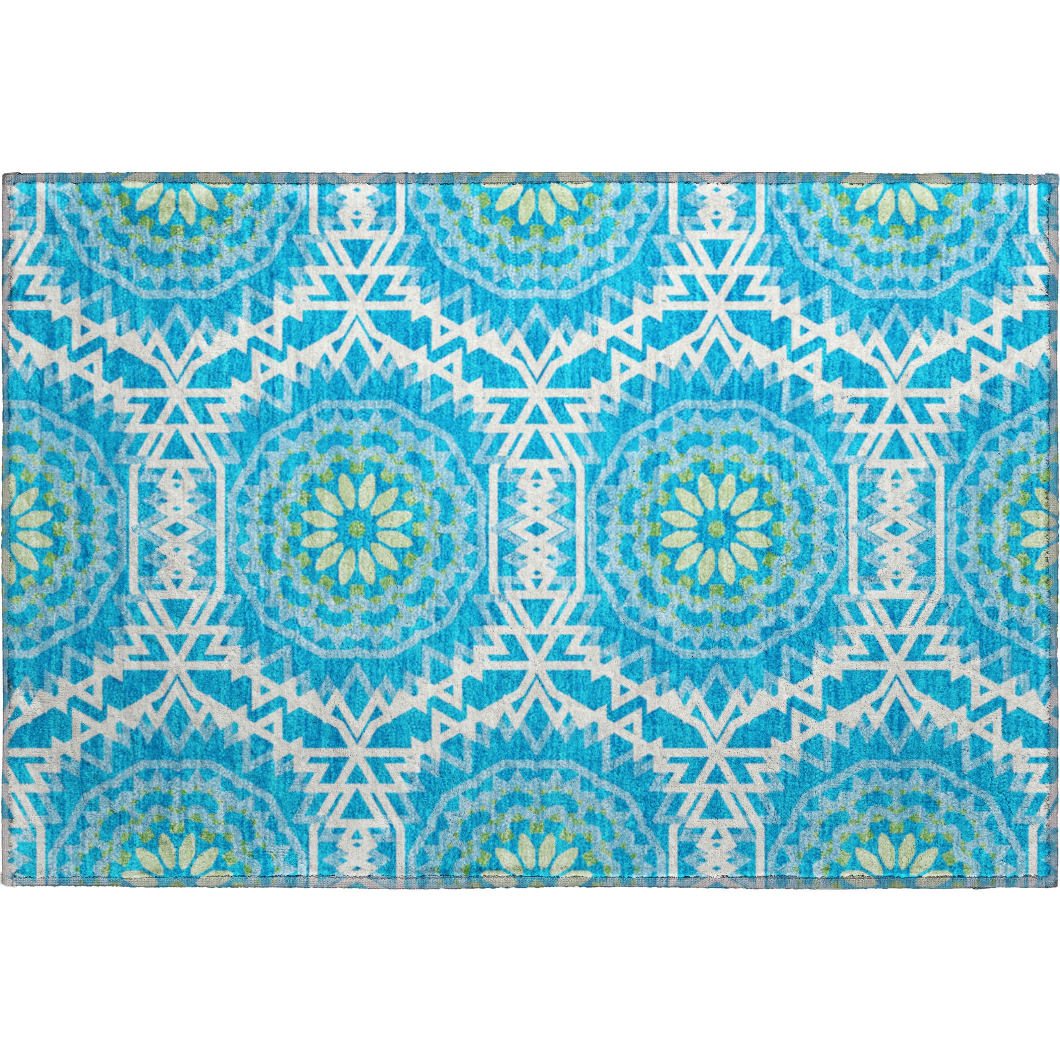 Antigua Machine Washable Transitional Blue Rug 1'8" x 2'6" #shape_Rectangle