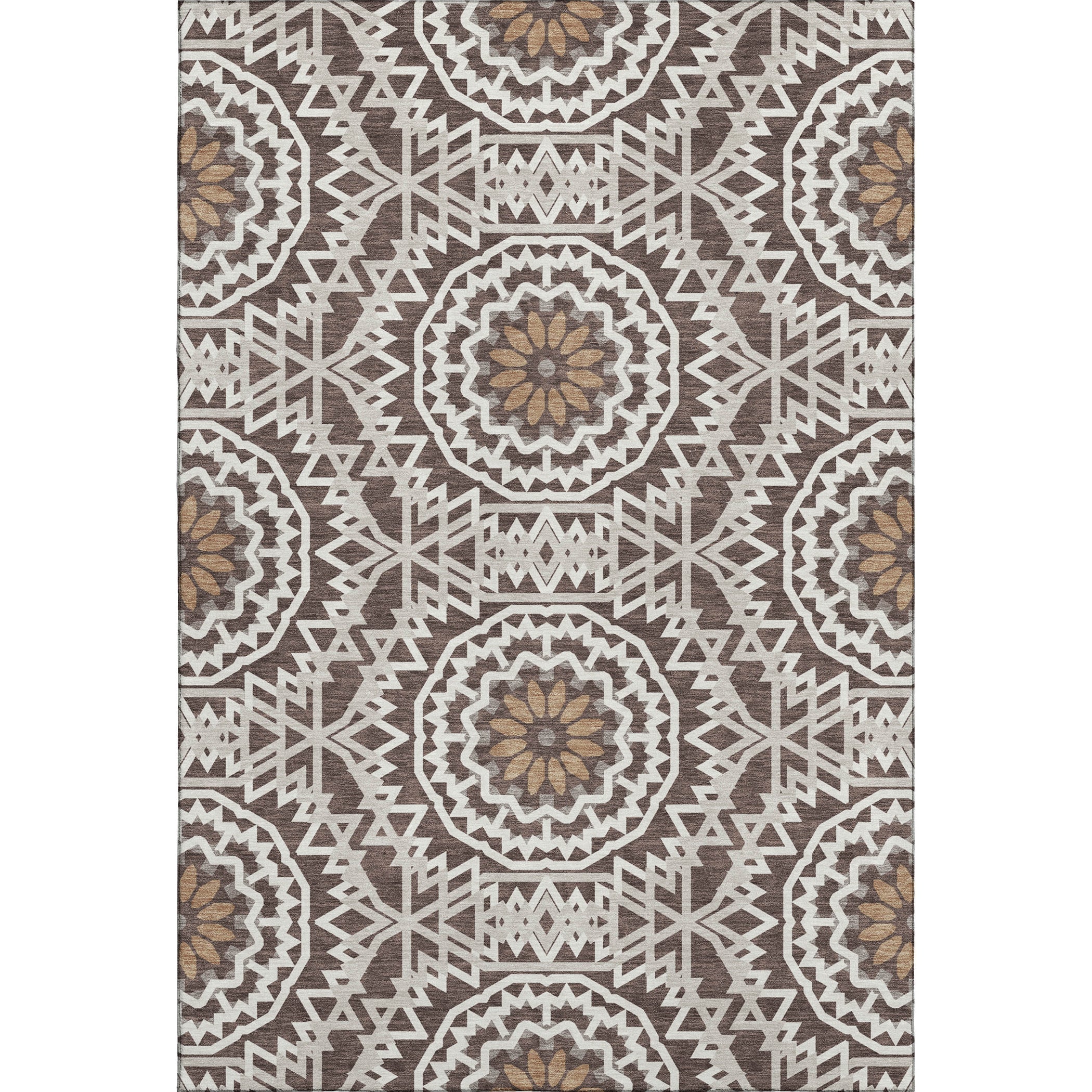 Antigua Machine Washable Transitional Chocolate Brown Rug 2'6" x 3'10" #shape_Rectangle