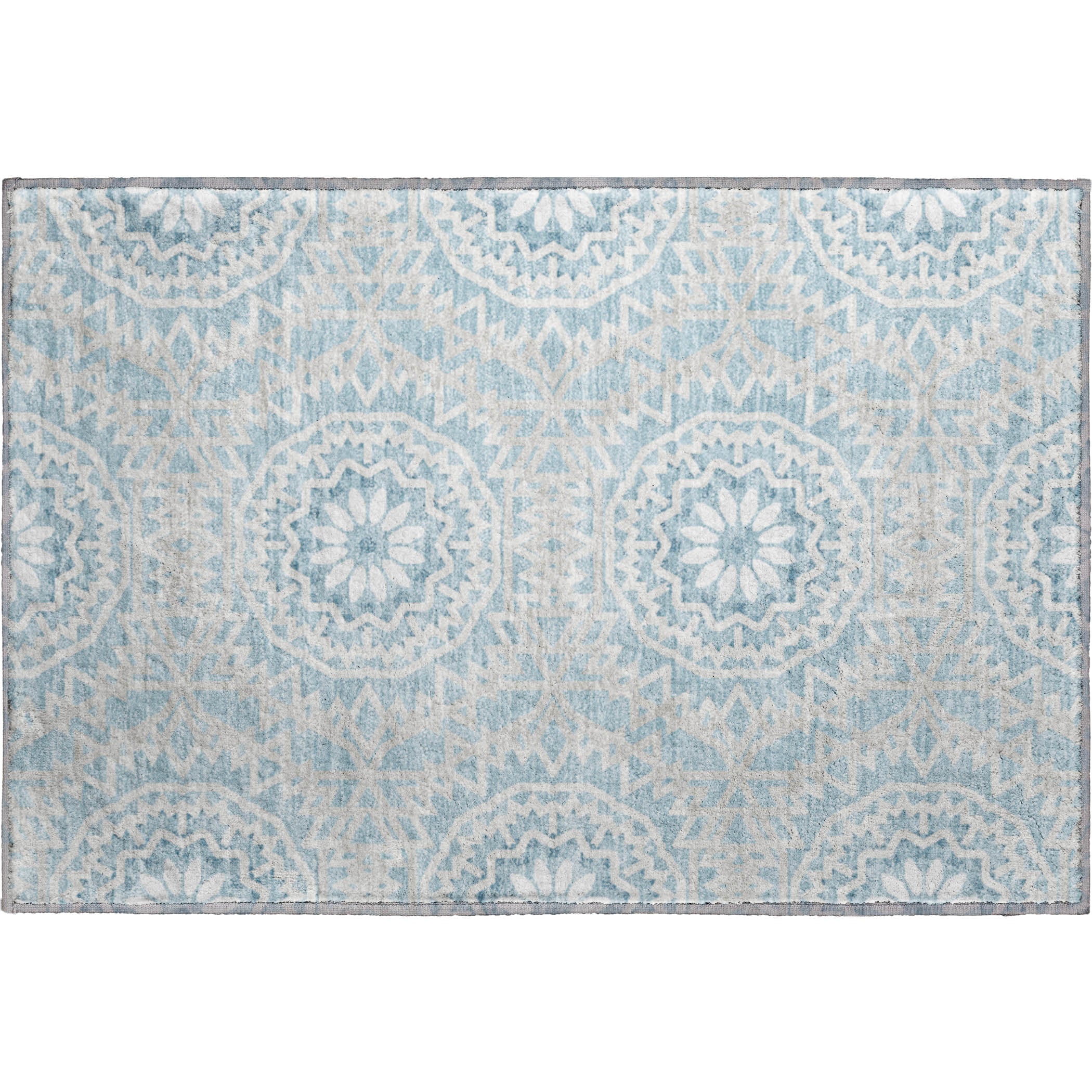 Antigua Machine Washable Transitional Denim Blue Rug 1'8" x 2'6" #shape_Rectangle