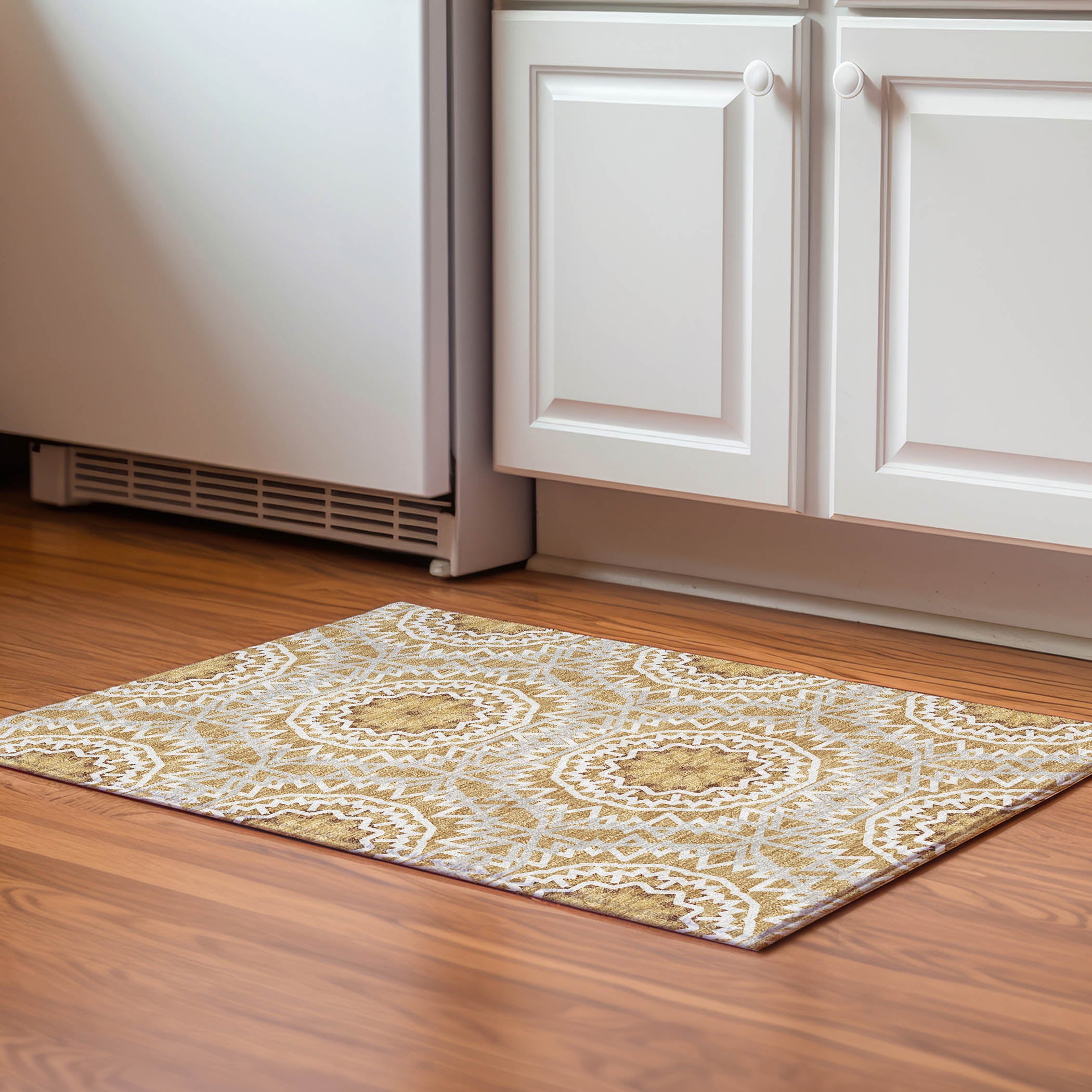 Antigua Machine Washable Transitional Gold Rug 1'8" x 2'6" #shape_Rectangle