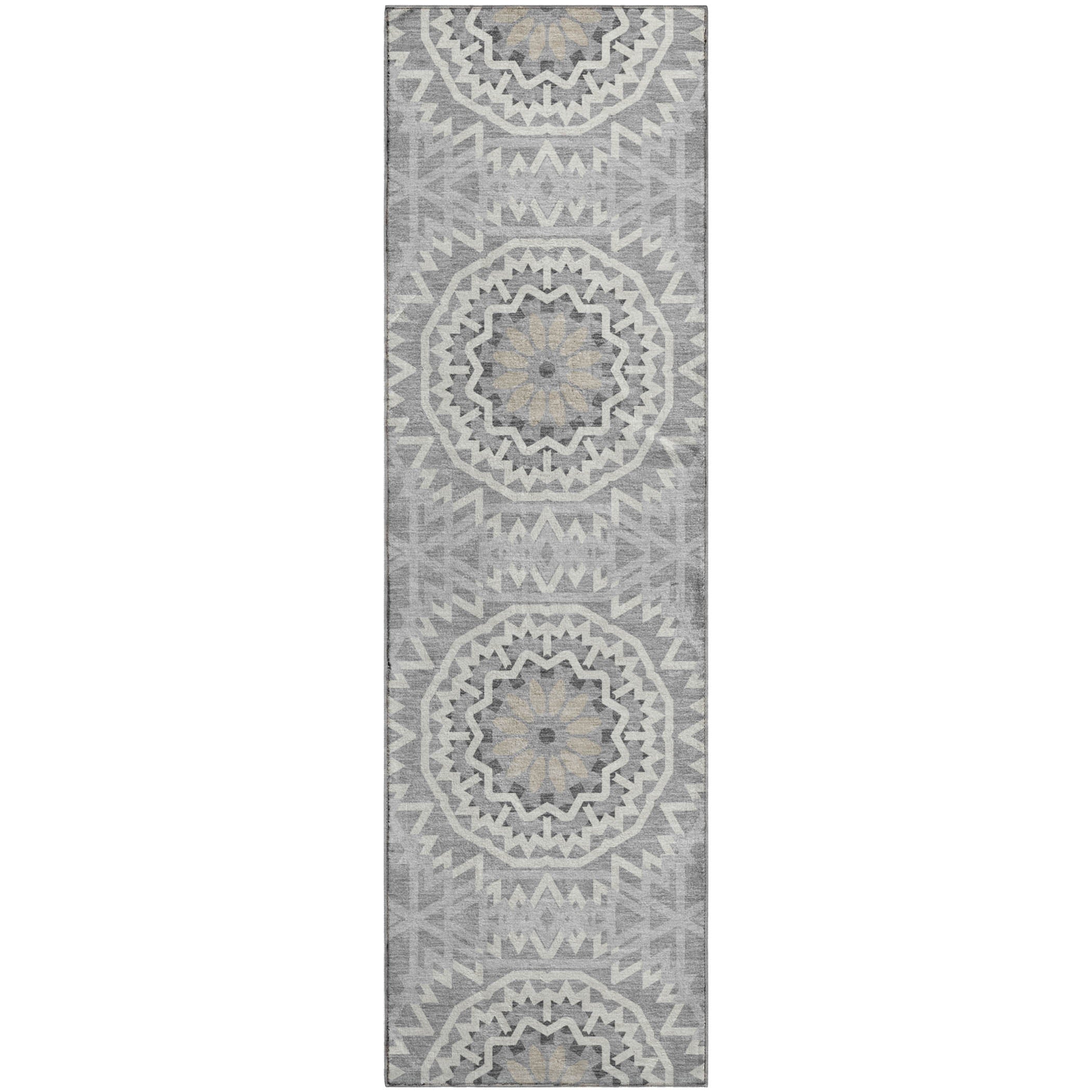 Antigua Machine Washable Transitional Gray Rug 2'3" x 7'6" #shape_Runner