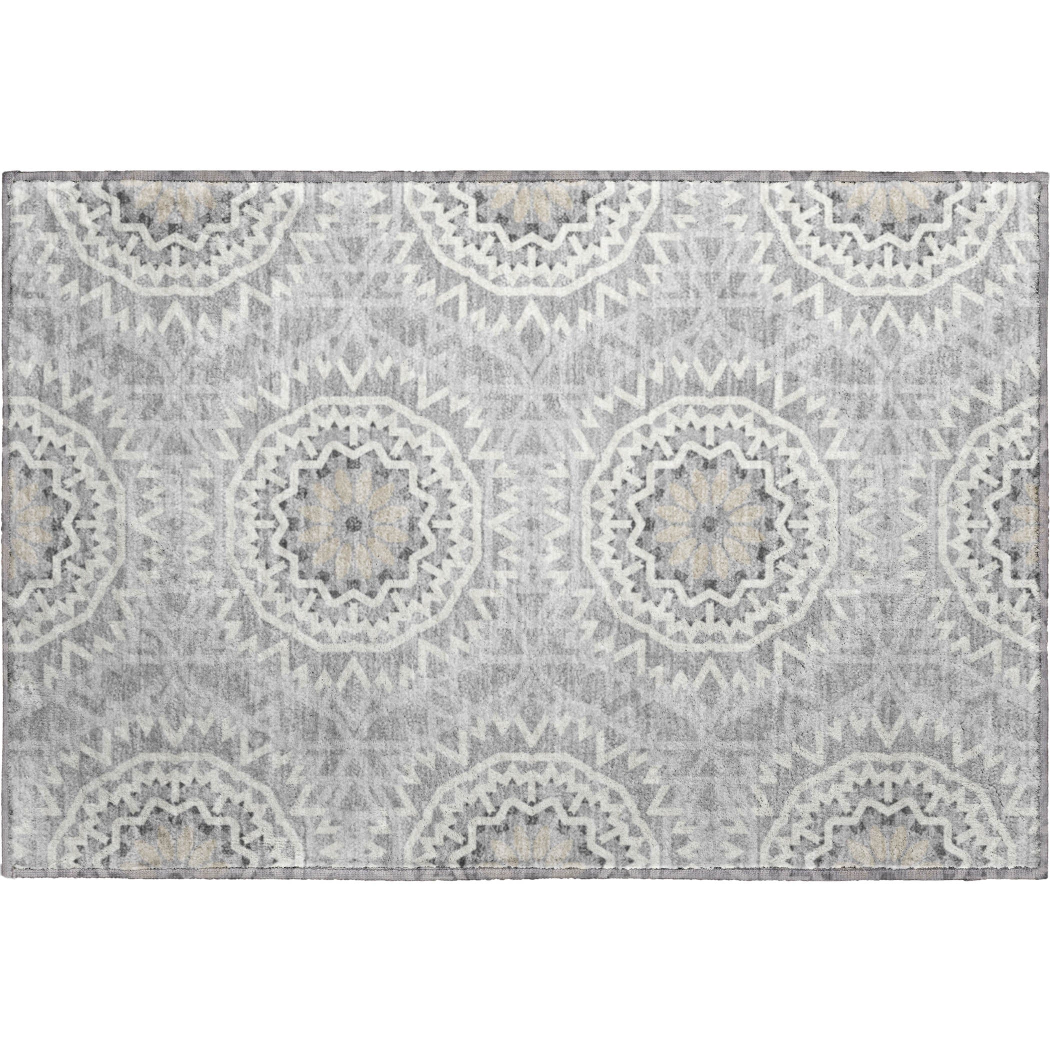 Antigua Machine Washable Transitional Gray Rug 1'8" x 2'6" #shape_Rectangle