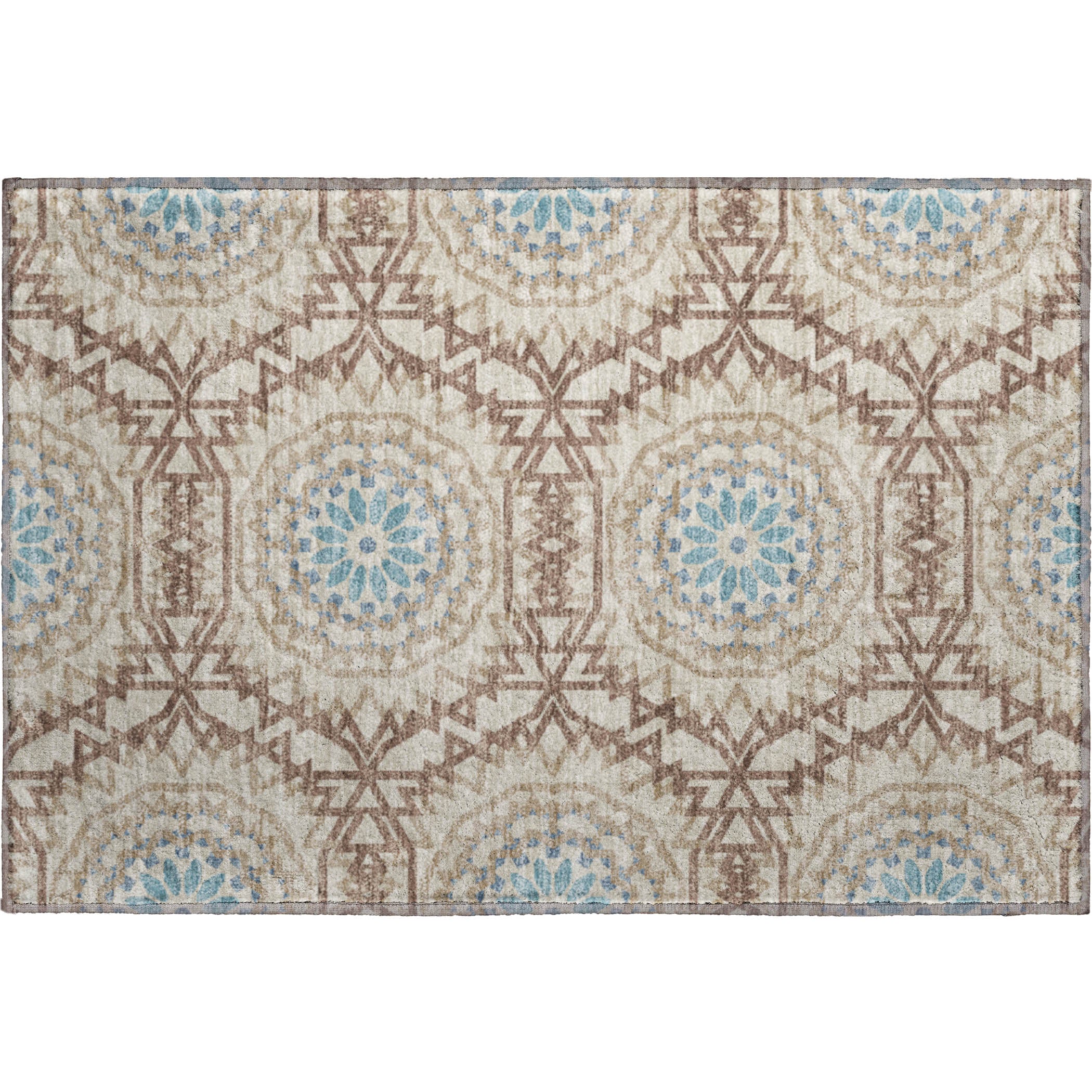 Antigua Machine Washable Transitional Khaki Brown Rug 1'8" x 2'6" #shape_Rectangle