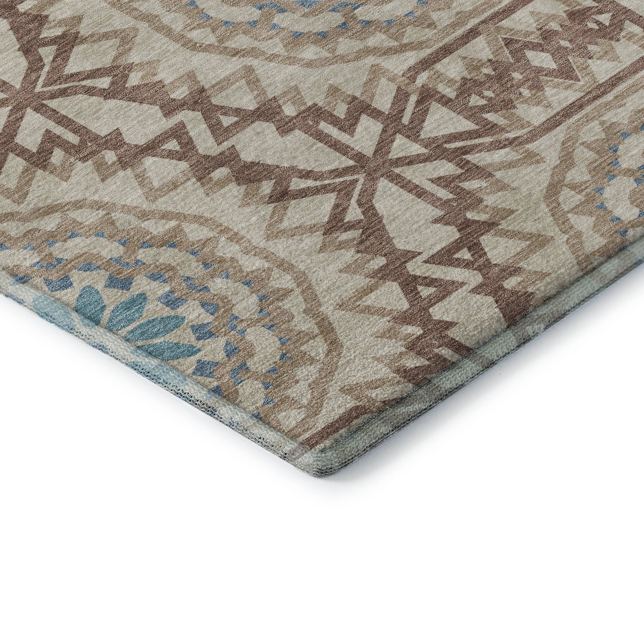 Antigua Machine Washable Transitional Khaki Brown Rug 1'8" x 2'6" #shape_Rectangle