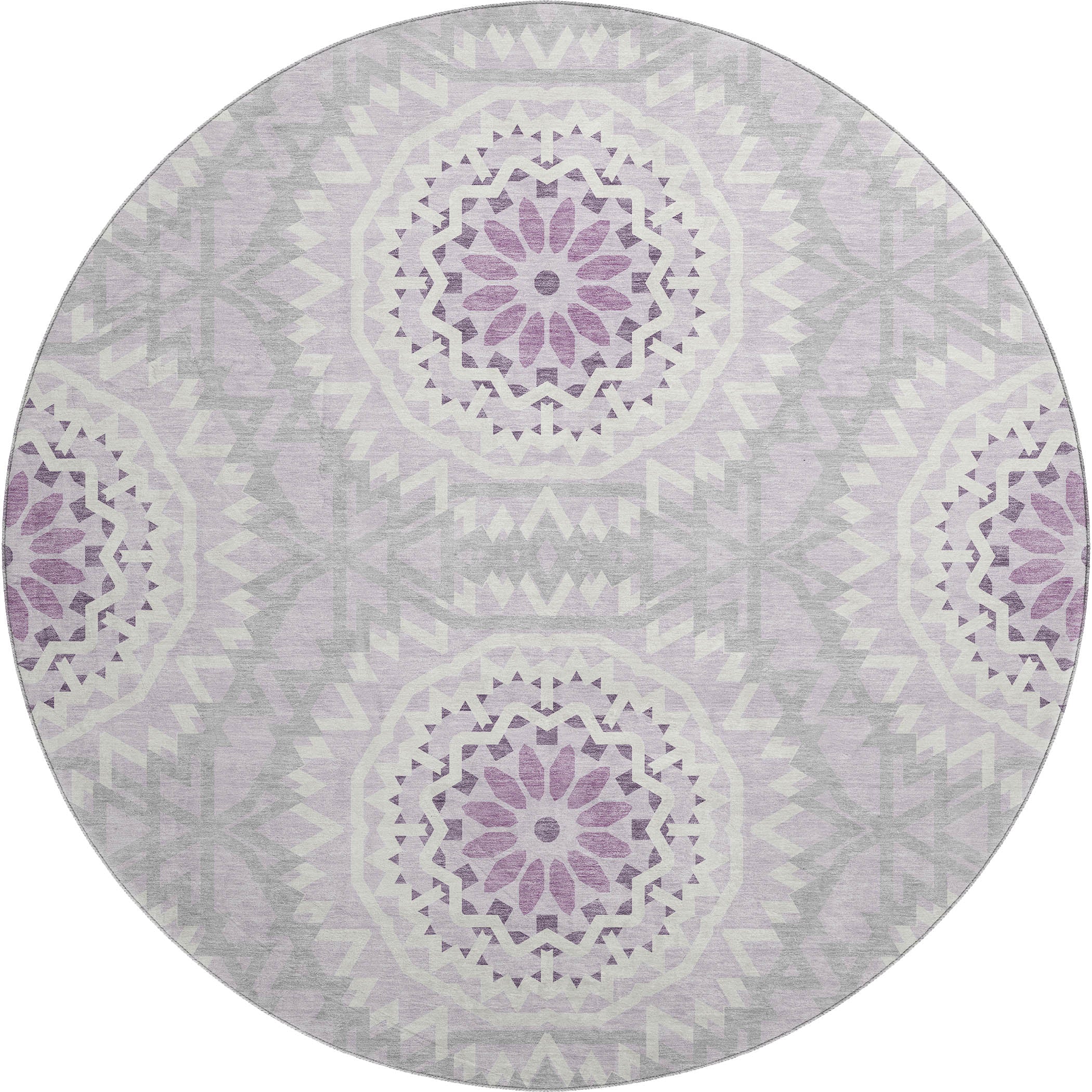 Antigua Machine Washable Transitional Lilac Purple Rug 8' x 8' #shape_Round