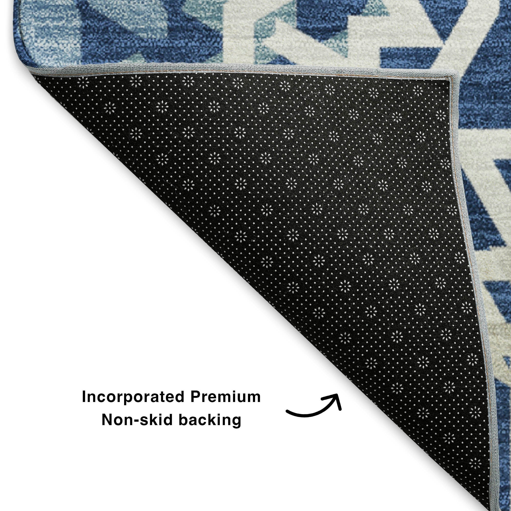 Antigua Machine Washable Transitional Navy Blue Rug 1'8" x 2'6" #shape_Rectangle