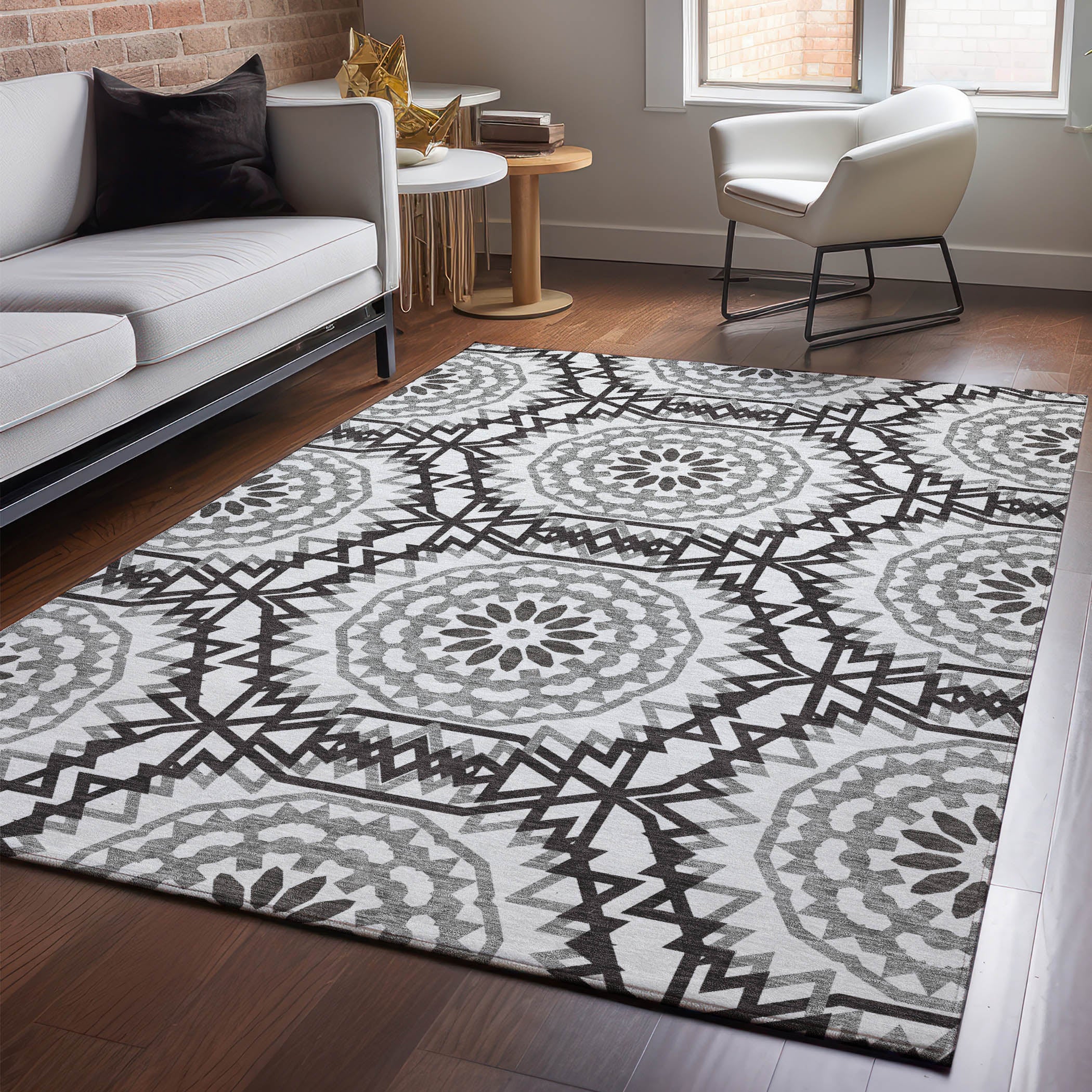 Antigua Machine Washable Transitional White Ivory Rug 2'6" x 3'10" #shape_Rectangle