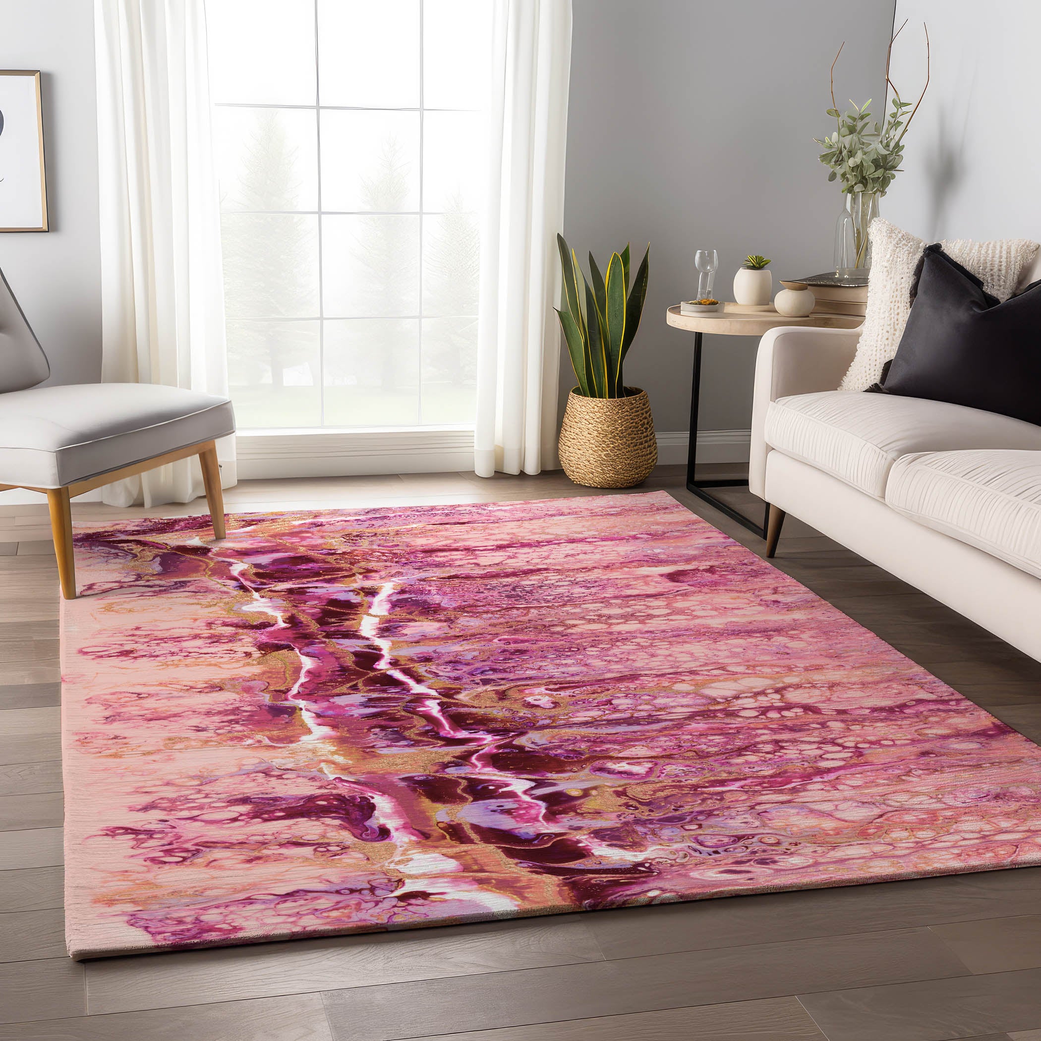 Valletta Machine Washable Contemporary Berry Pink Rug 2'6" x 3'10" #shape_Rectangle