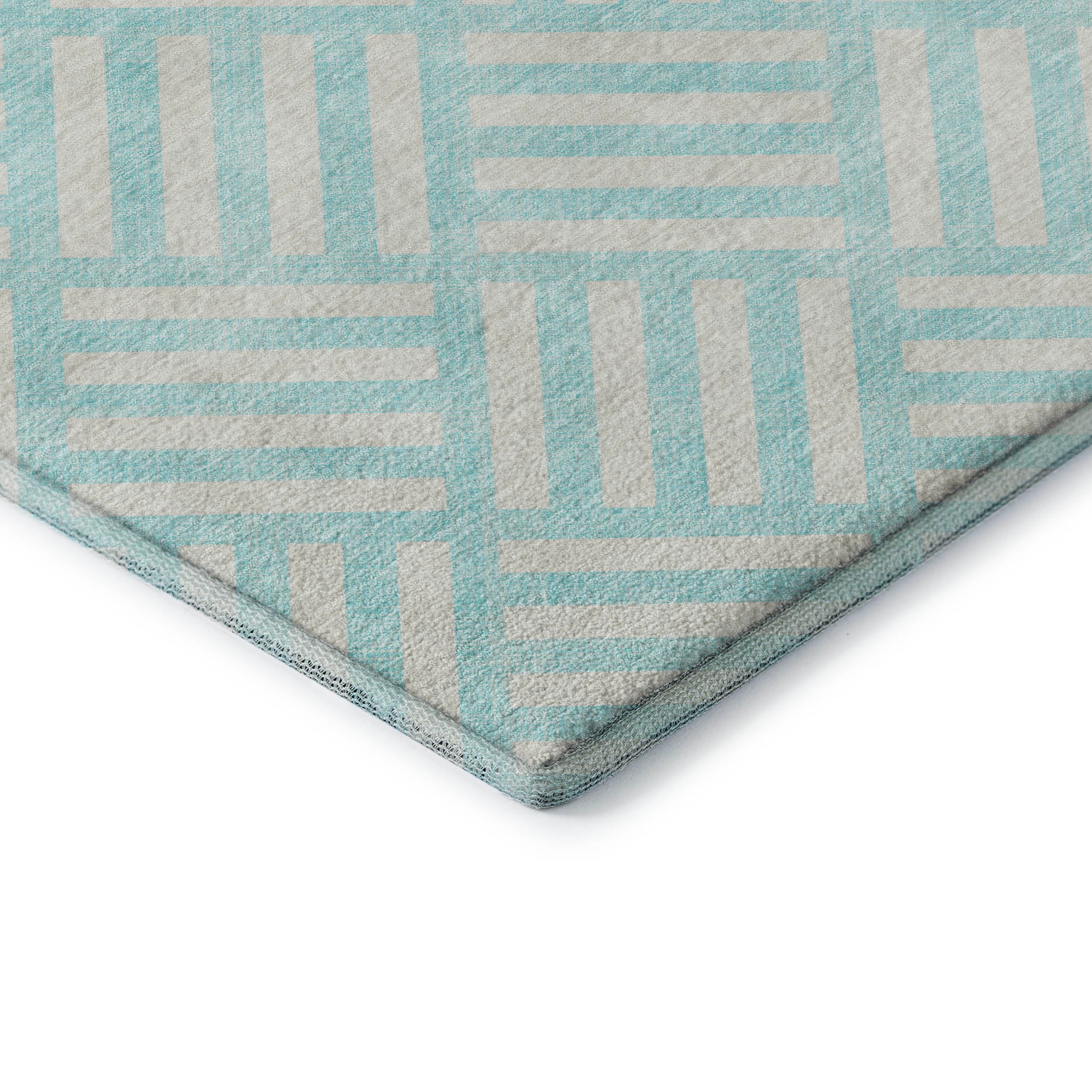 Kathmandu Machine Washable Transitional Aqua Teal Rug 1'8" x 2'6" #shape_Rectangle