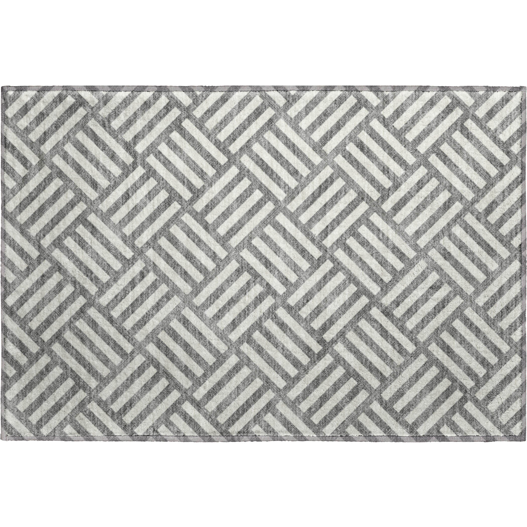 Kathmandu Machine Washable Transitional Charcoal Gray Rug 1'8" x 2'6" #shape_Rectangle