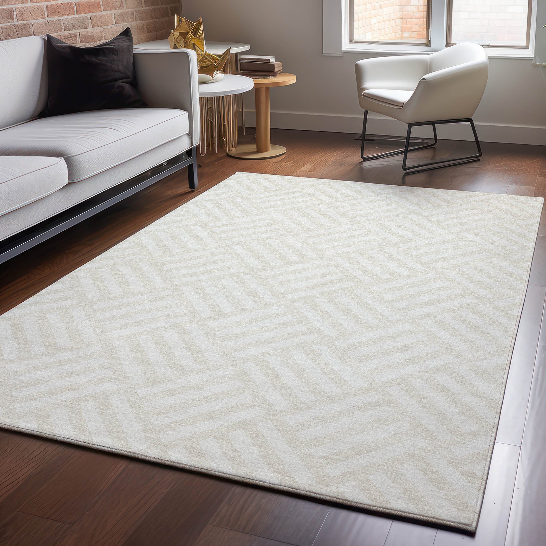 Kathmandu Machine Washable Transitional Ivory Rug 2'6" x 3'10" #shape_Rectangle