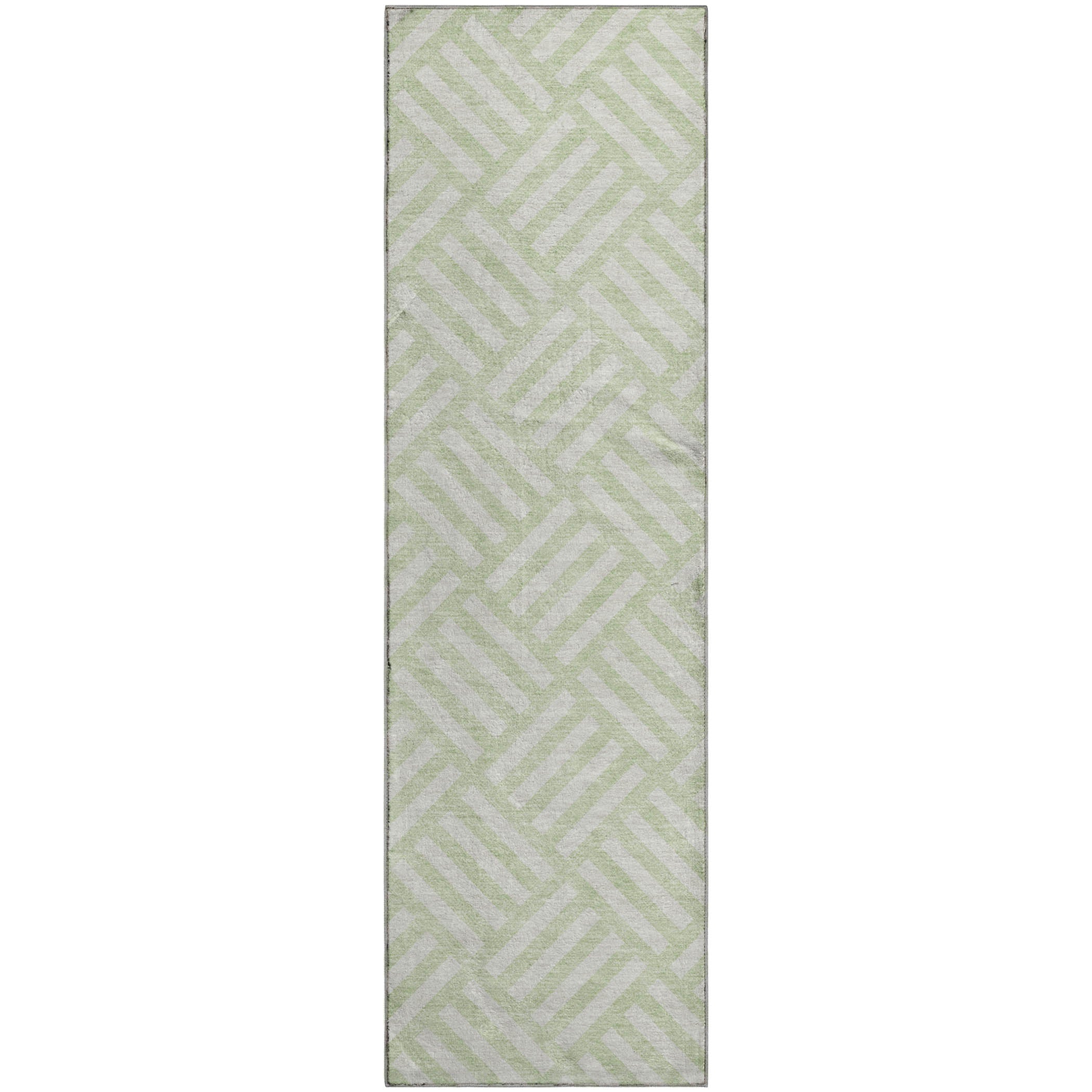 Kathmandu Machine Washable Transitional Mint Green Rug 2'3" x 7'6" #shape_Runner