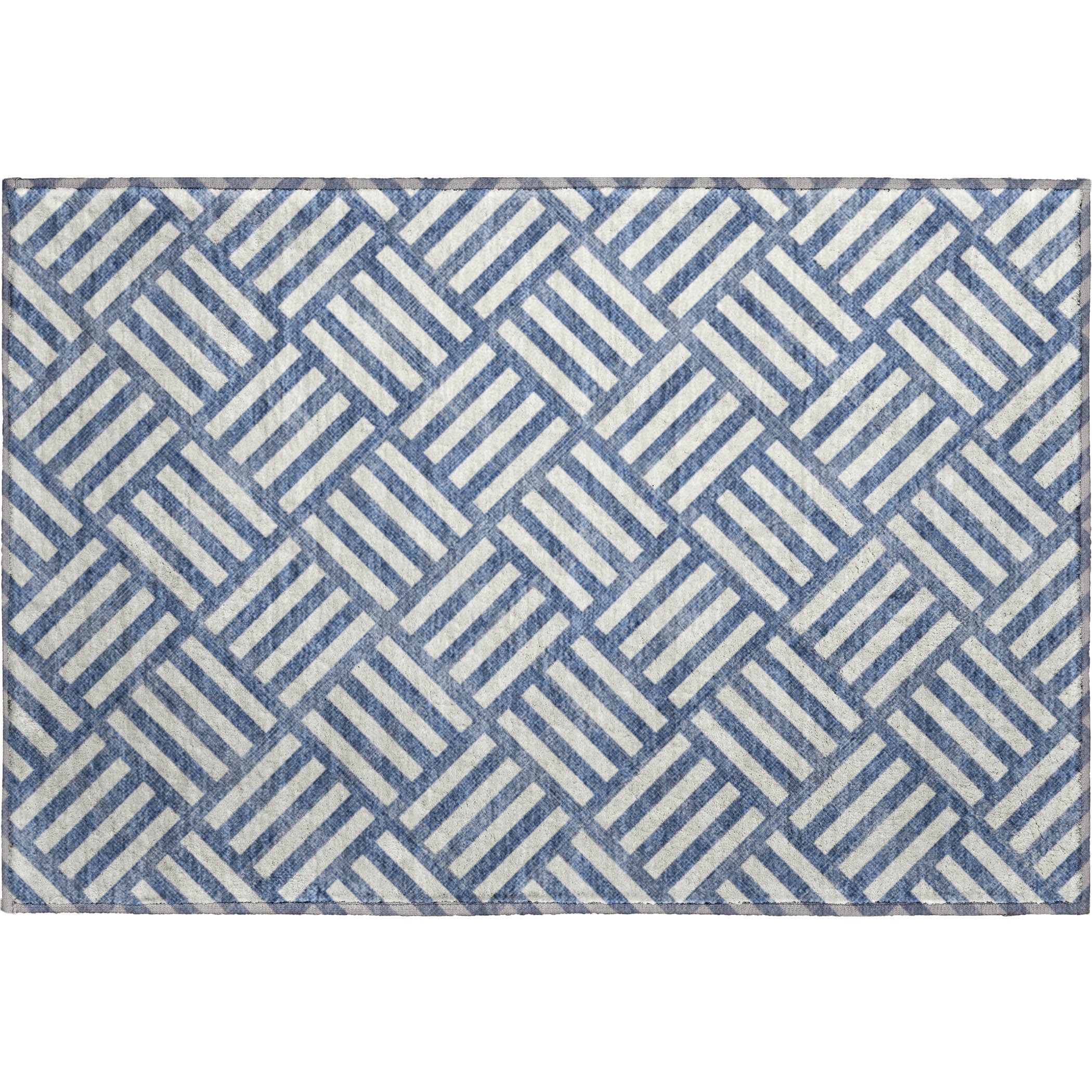 Kathmandu Machine Washable Transitional Navy Blue Rug 1'8" x 2'6" #shape_Rectangle
