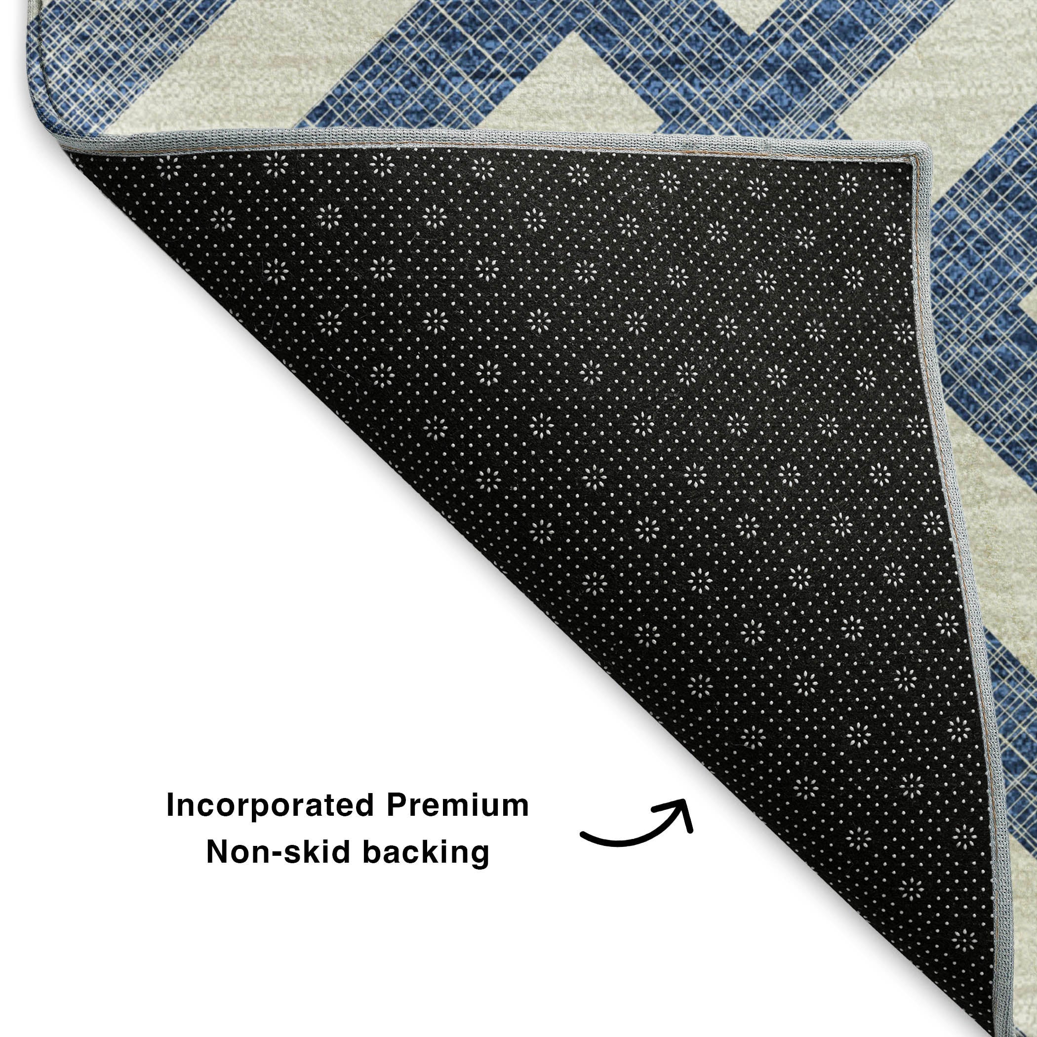 Kathmandu Machine Washable Transitional Navy Blue Rug 1'8" x 2'6" #shape_Rectangle