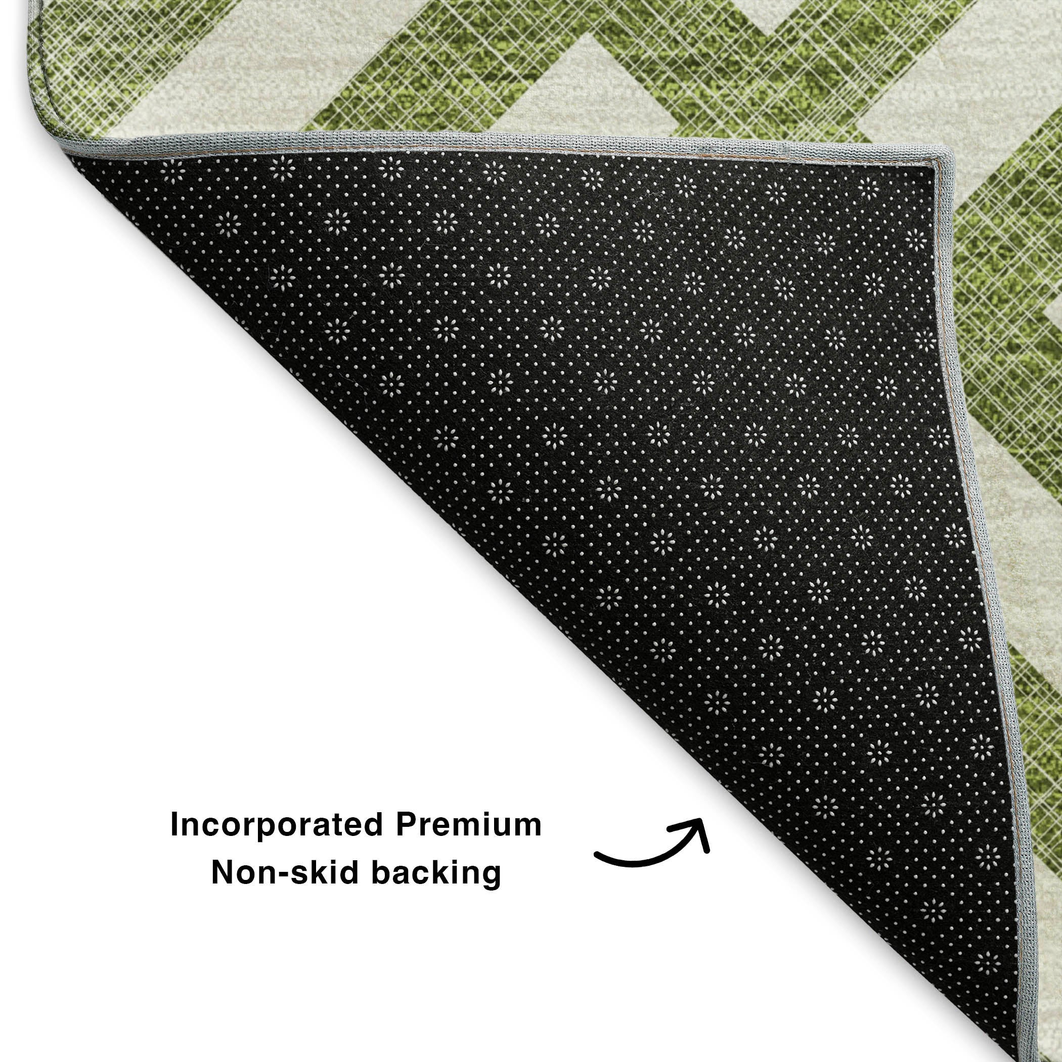 Kathmandu Machine Washable Transitional Olive Green Rug 1'8" x 2'6" #shape_Rectangle