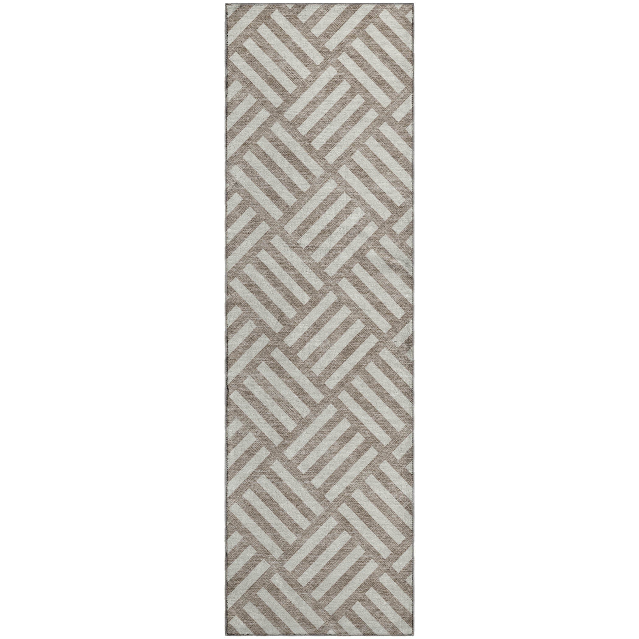Kathmandu Machine Washable Transitional Taupe Brown Rug 2'3" x 7'6" #shape_Runner