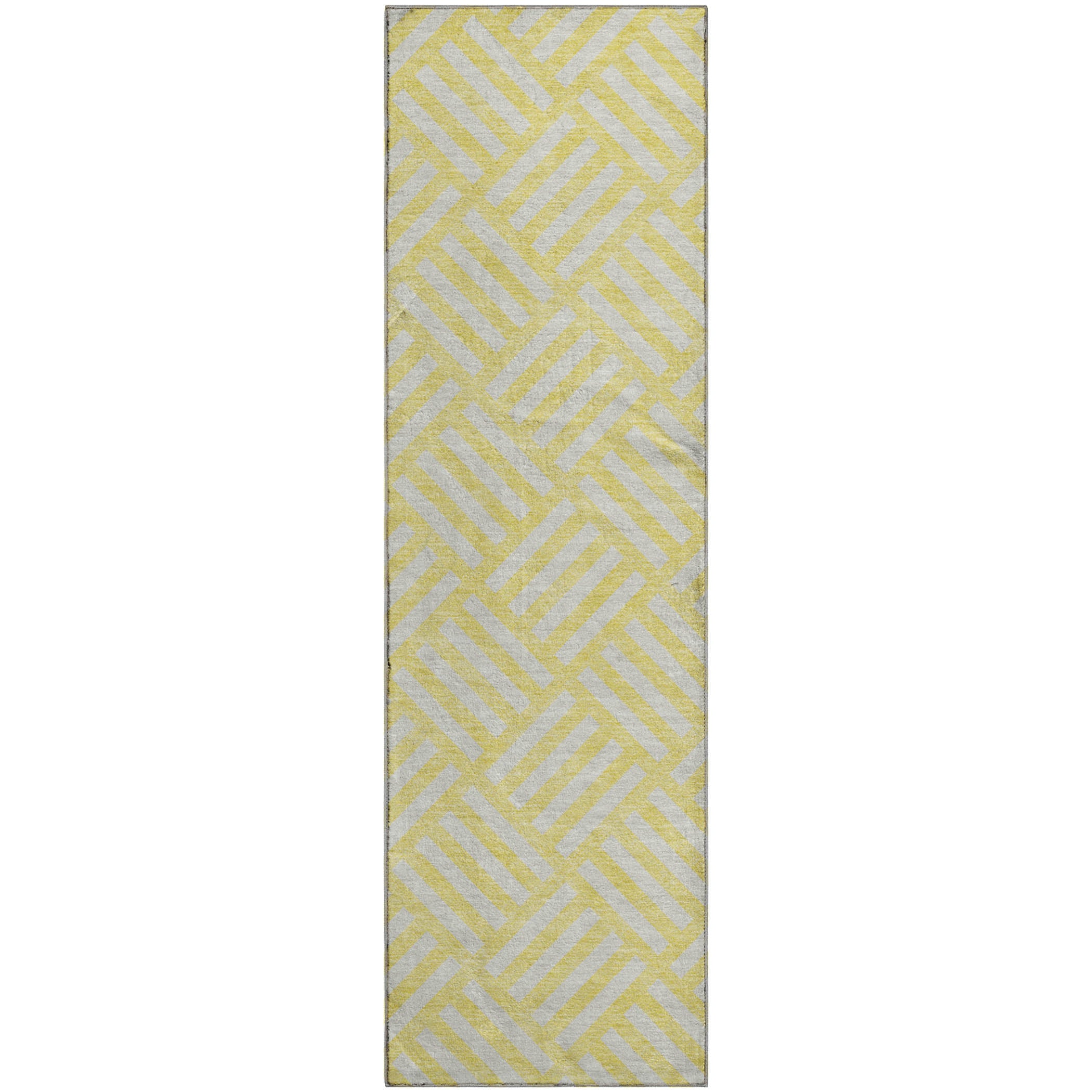 Kathmandu Machine Washable Transitional Yellow Gold Rug 2'3" x 7'6" #shape_Runner