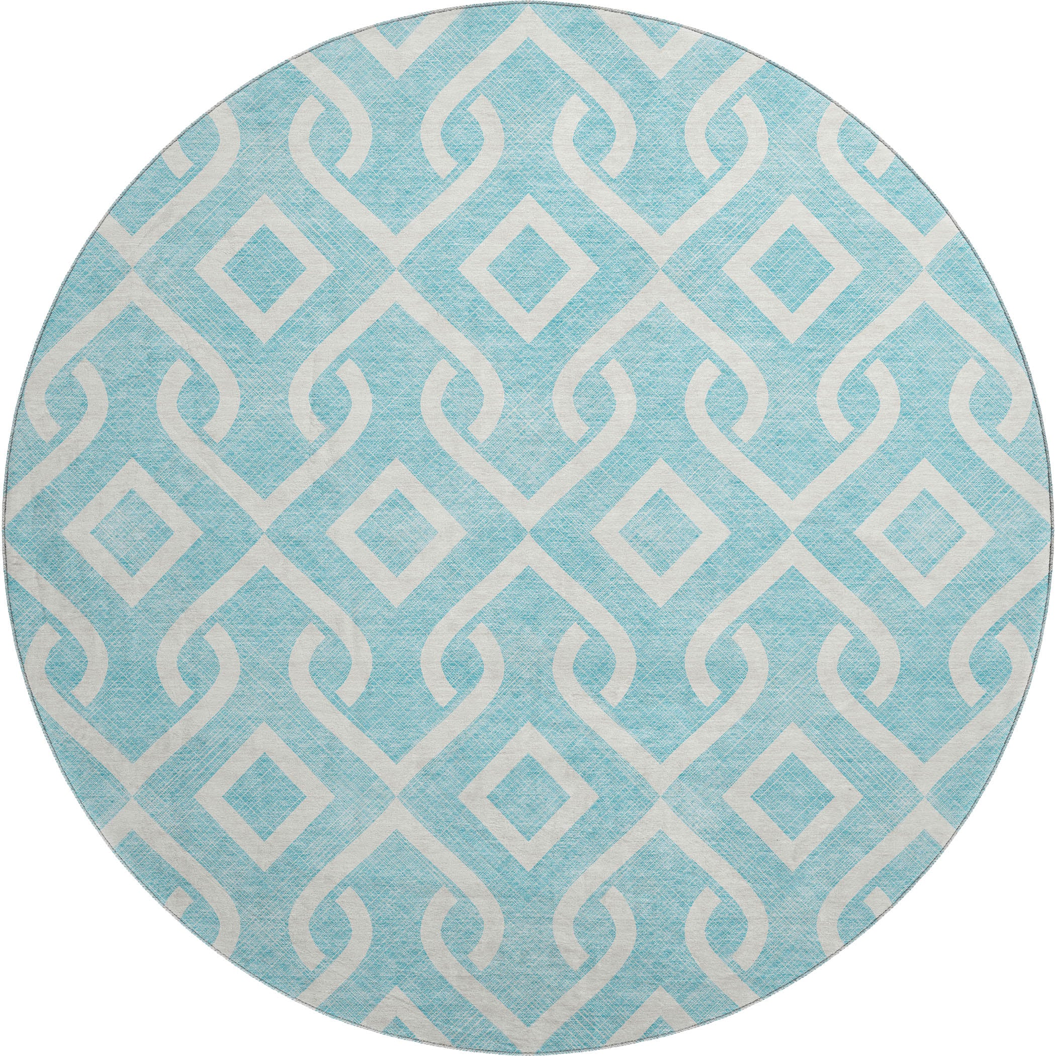 Mostar Machine Washable Transitional Aqua Teal Rug 8' x 8' #shape_Round
