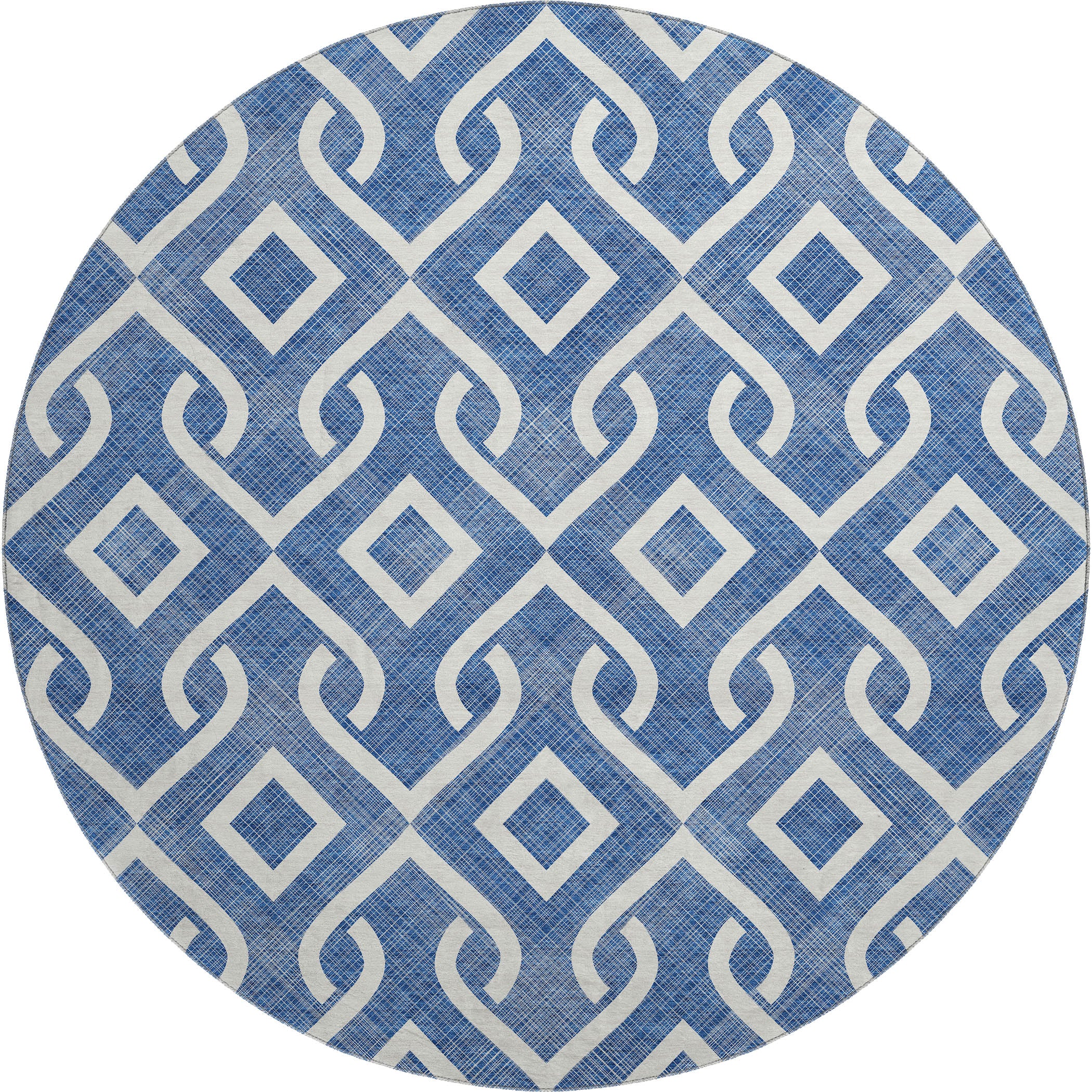 Mostar Machine Washable Transitional Blue Rug 8' x 8' #shape_Round