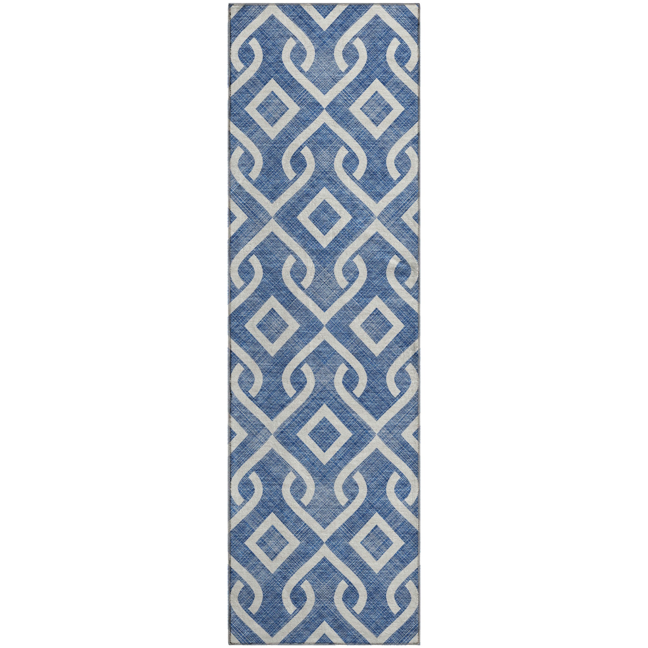 Mostar Machine Washable Transitional Blue Rug 2'3" x 7'6" #shape_Runner
