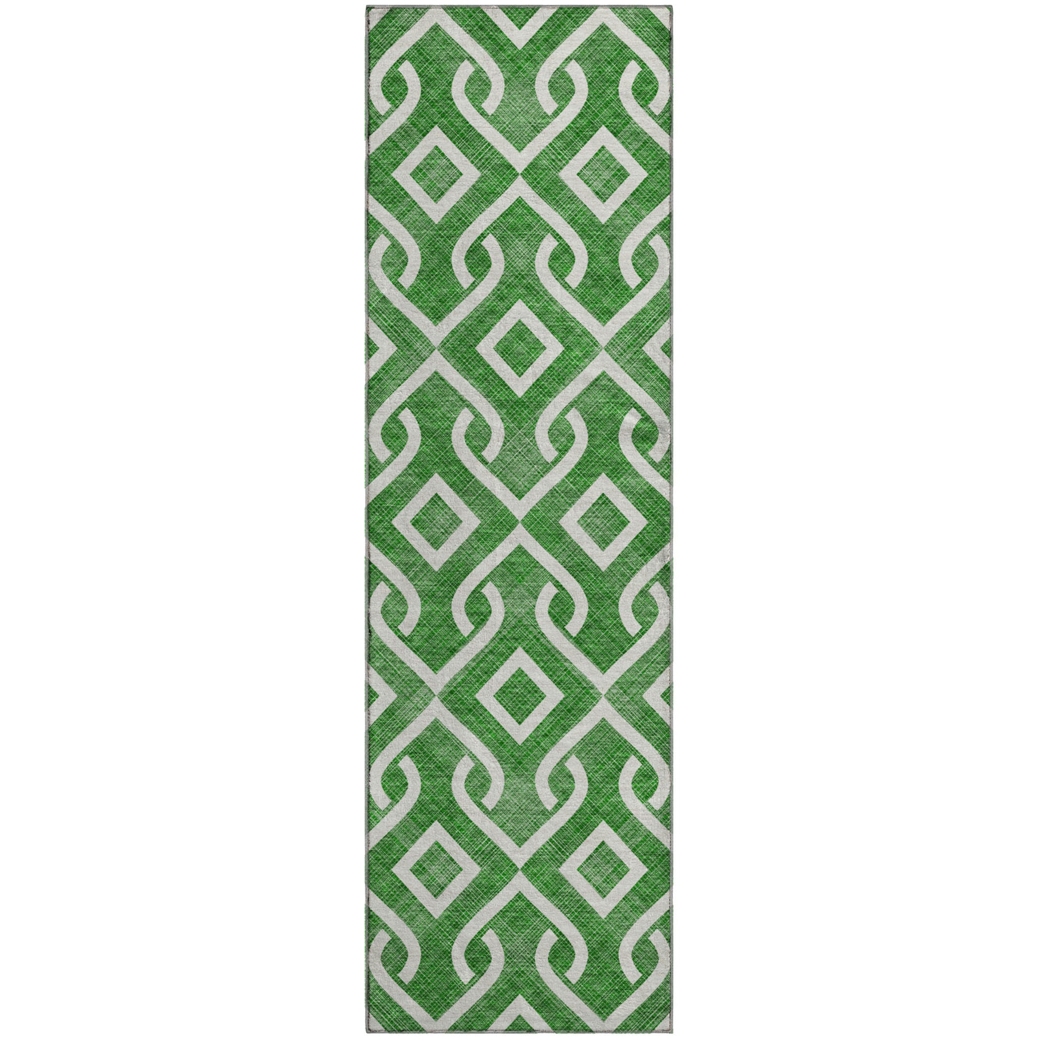 Mostar Machine Washable Transitional Emerald Green Rug 2'3" x 7'6" #shape_Runner