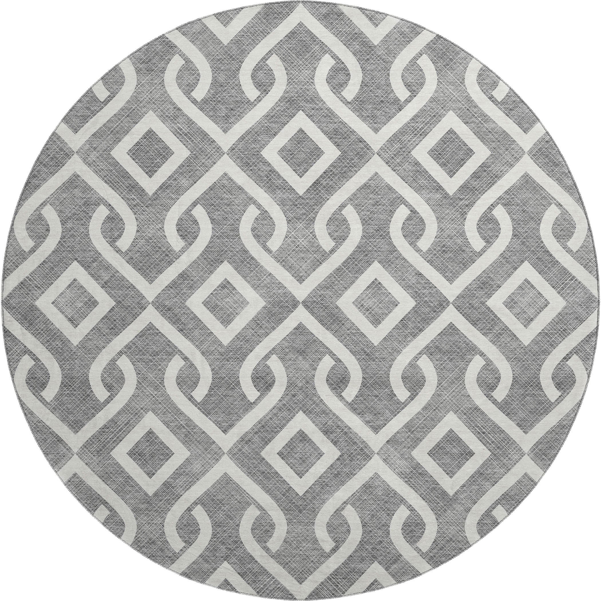Mostar Machine Washable Transitional Gray Rug 8' x 8' #shape_Round