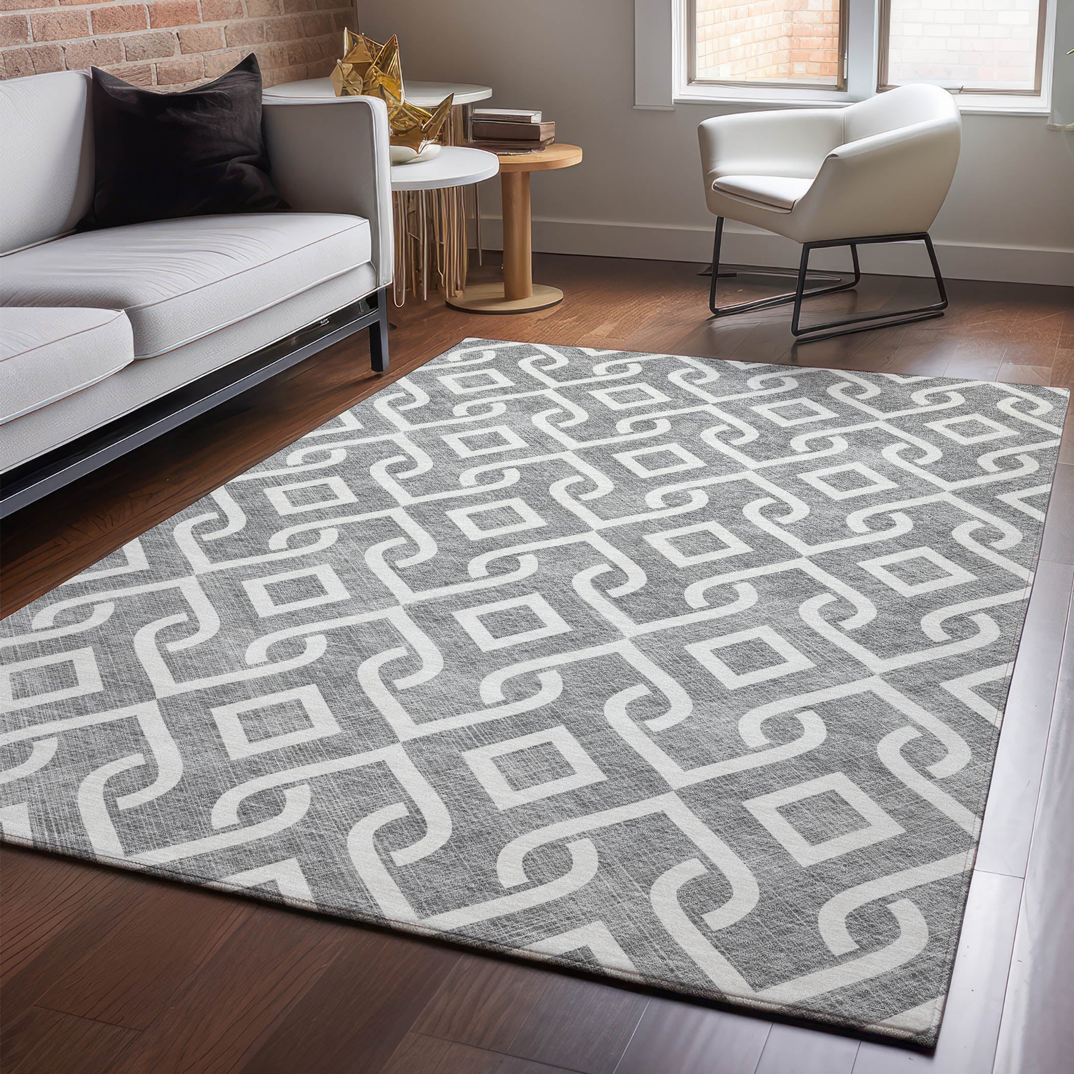 Mostar Machine Washable Transitional Gray Rug 2'6" x 3'10" #shape_Rectangle