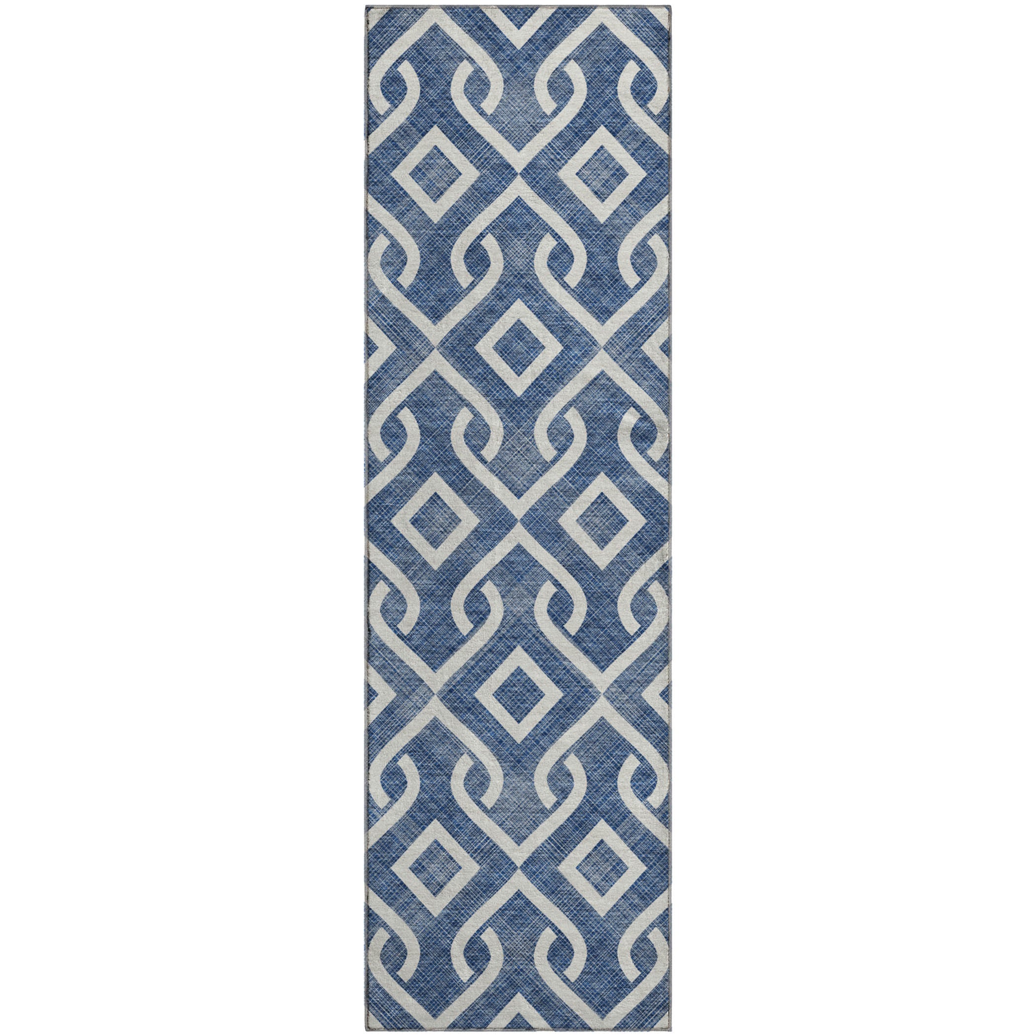 Mostar Machine Washable Transitional Navy Blue Rug 2'3" x 7'6" #shape_Runner