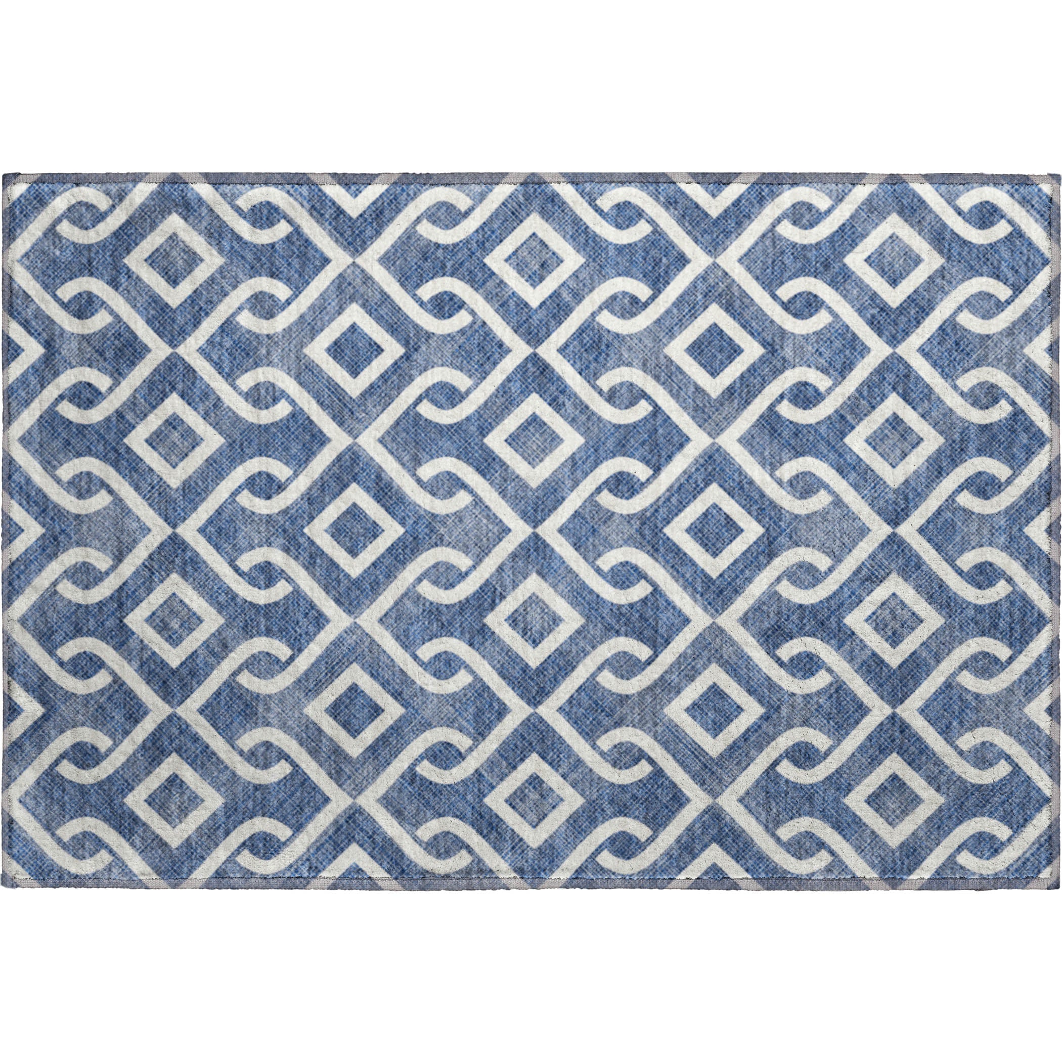Mostar Machine Washable Transitional Navy Blue Rug 1'8" x 2'6" #shape_Rectangle