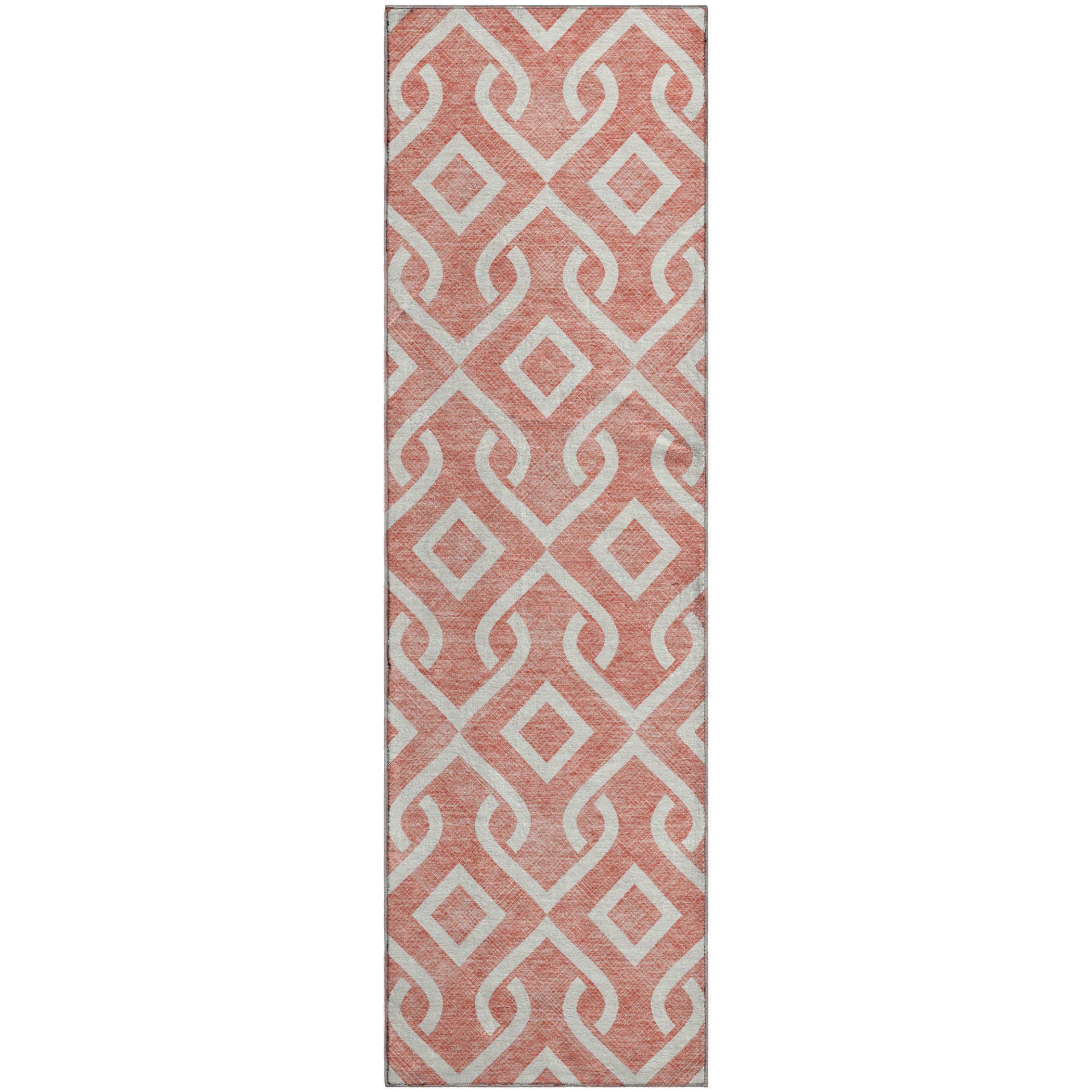 Mostar Machine Washable Transitional Salmon Orange Rug 2'3" x 7'6" #shape_Runner