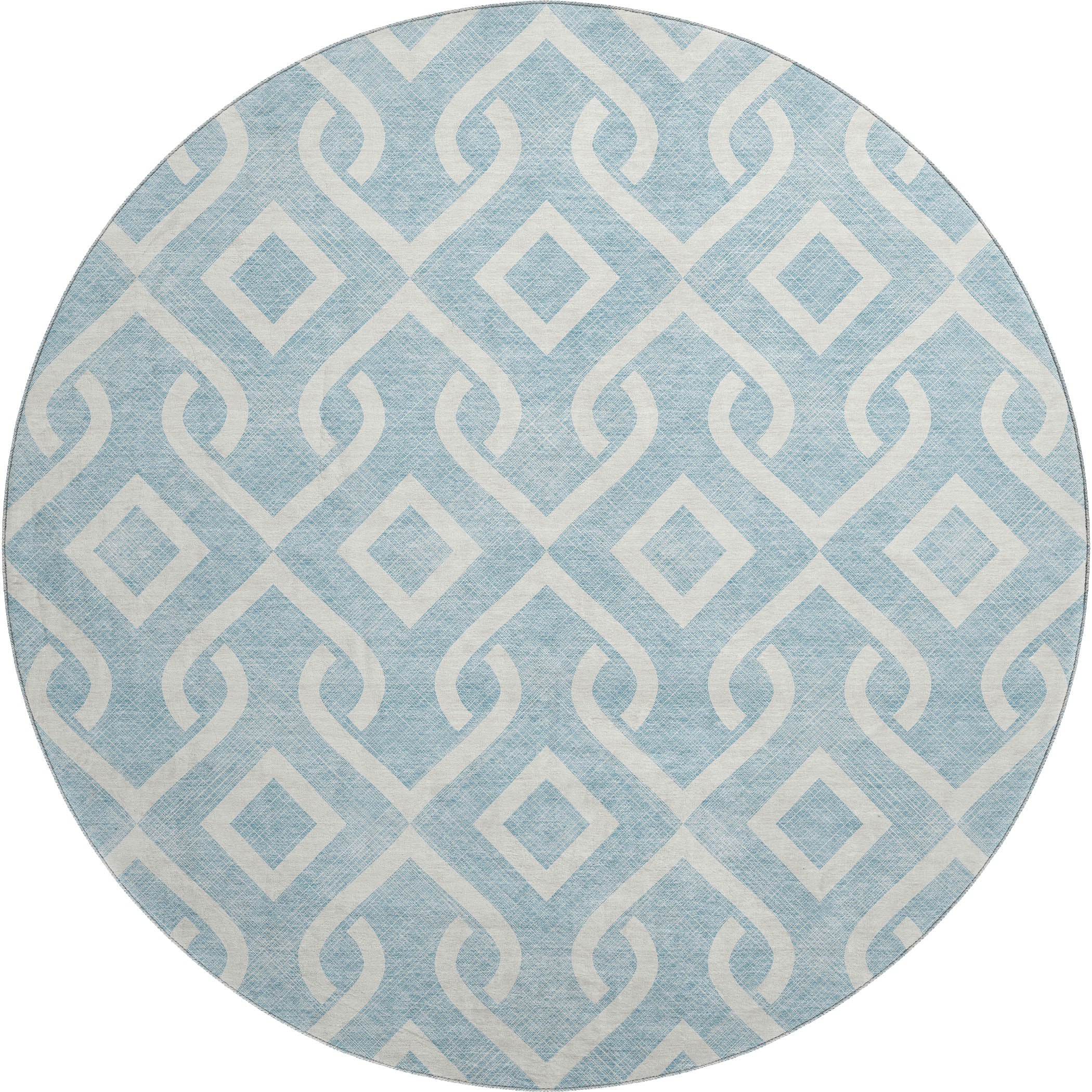 Mostar Machine Washable Transitional Sky Blue Rug 8' x 8' #shape_Round