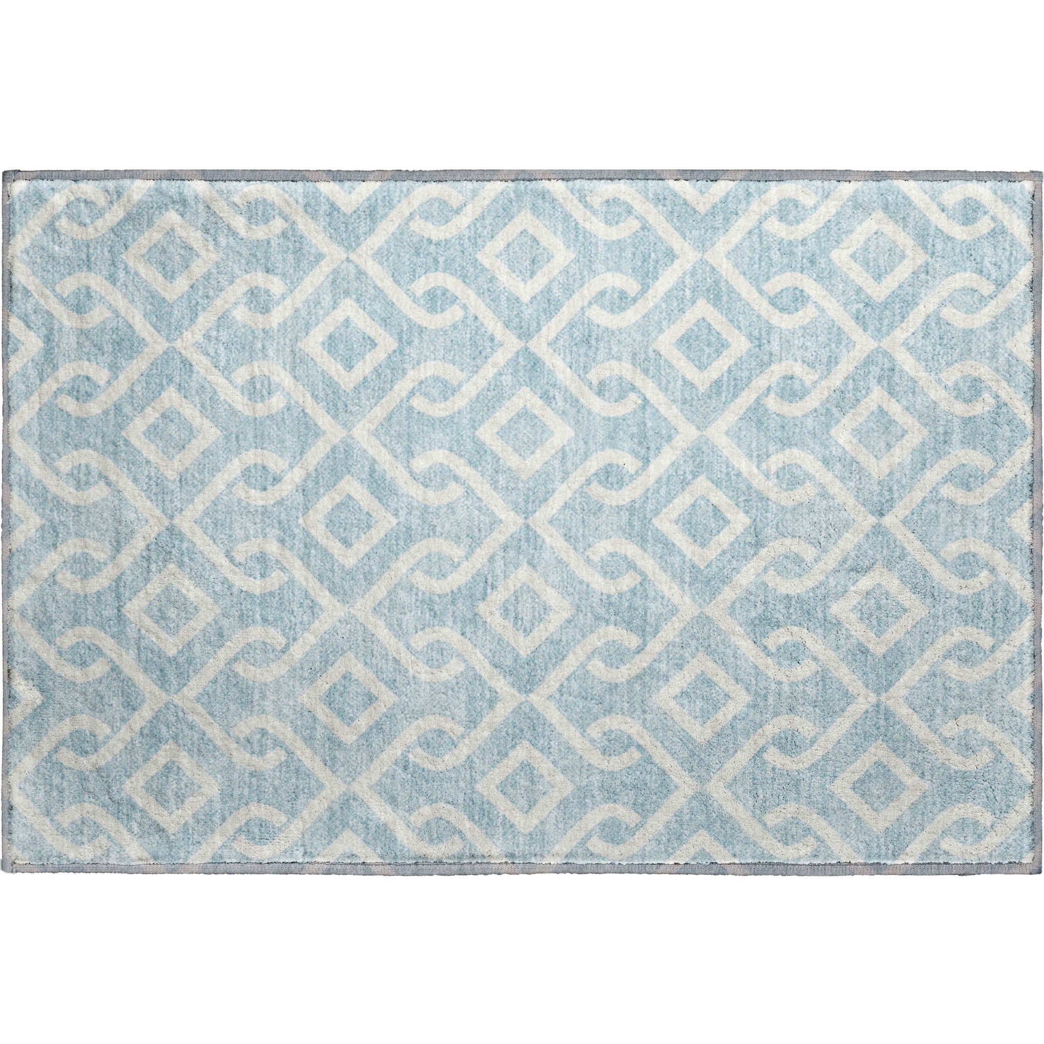 Mostar Machine Washable Transitional Sky Blue Rug 1'8" x 2'6" #shape_Rectangle