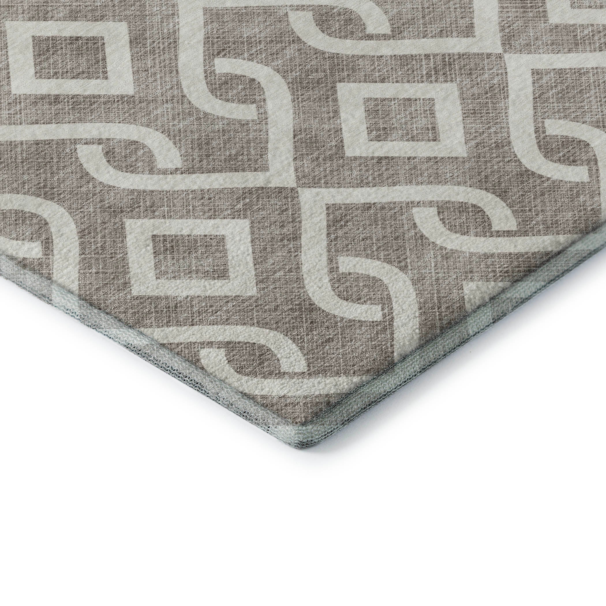 Mostar Machine Washable Transitional Taupe Brown Rug 1'8" x 2'6" #shape_Rectangle