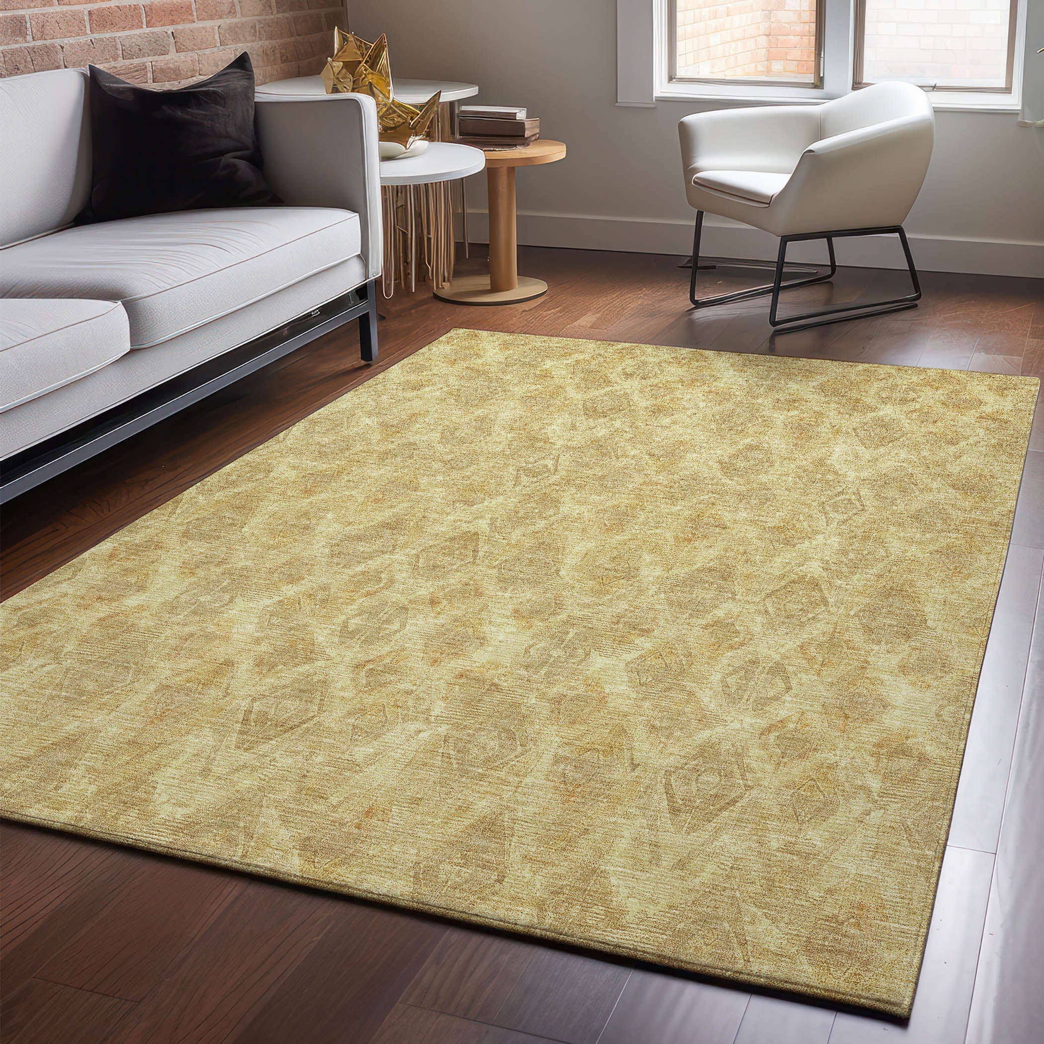 Valletta Machine Washable Traditional Gold Rug 2'6" x 3'10" #shape_Rectangle