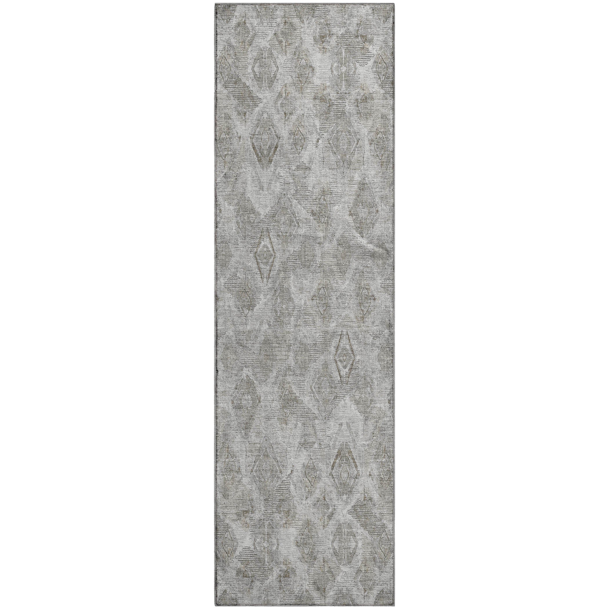 Valletta Machine Washable Traditional Silver Gray Rug 2'3" x 7'6" #shape_Runner