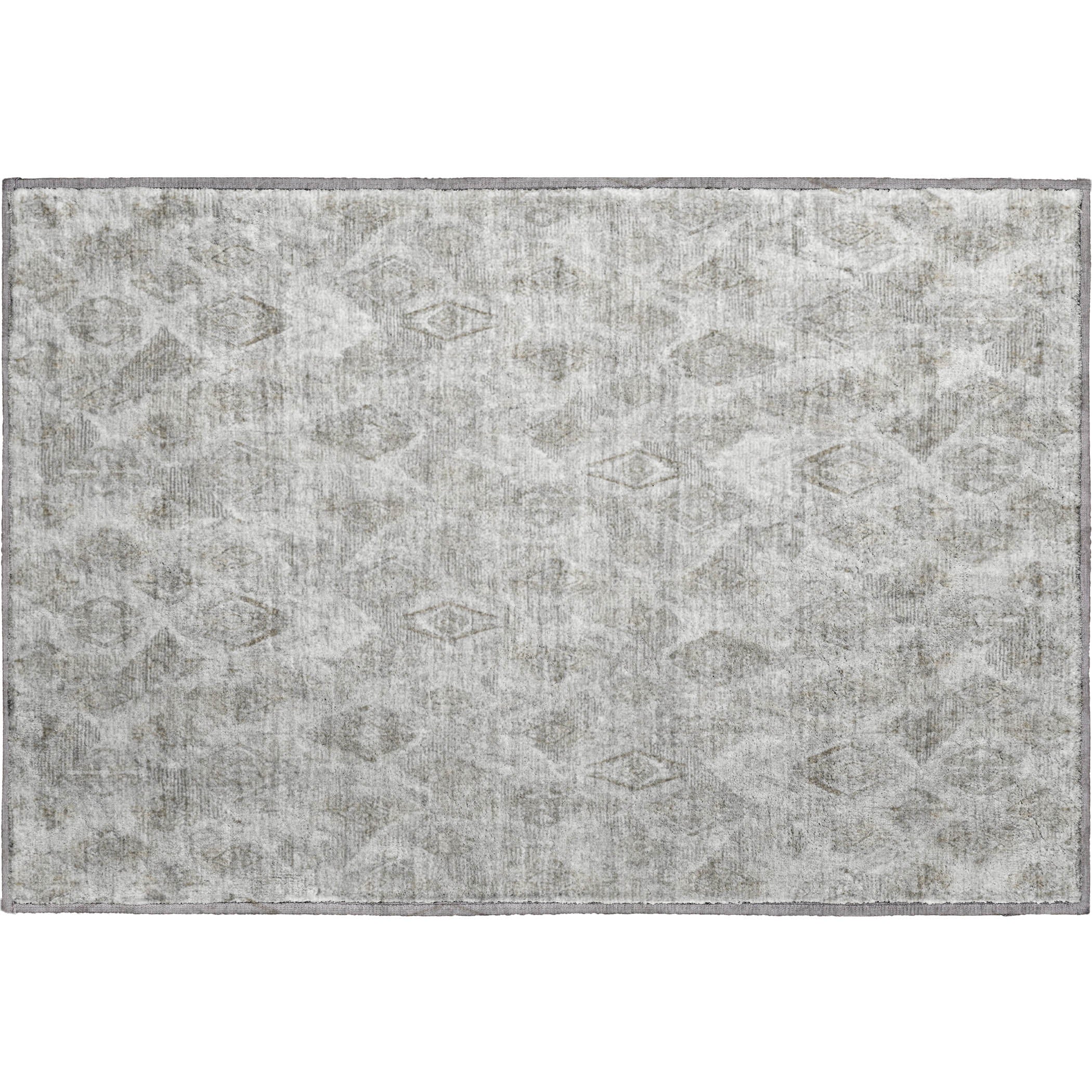 Valletta Machine Washable Traditional Silver Gray Rug 1'8" x 2'6" #shape_Rectangle