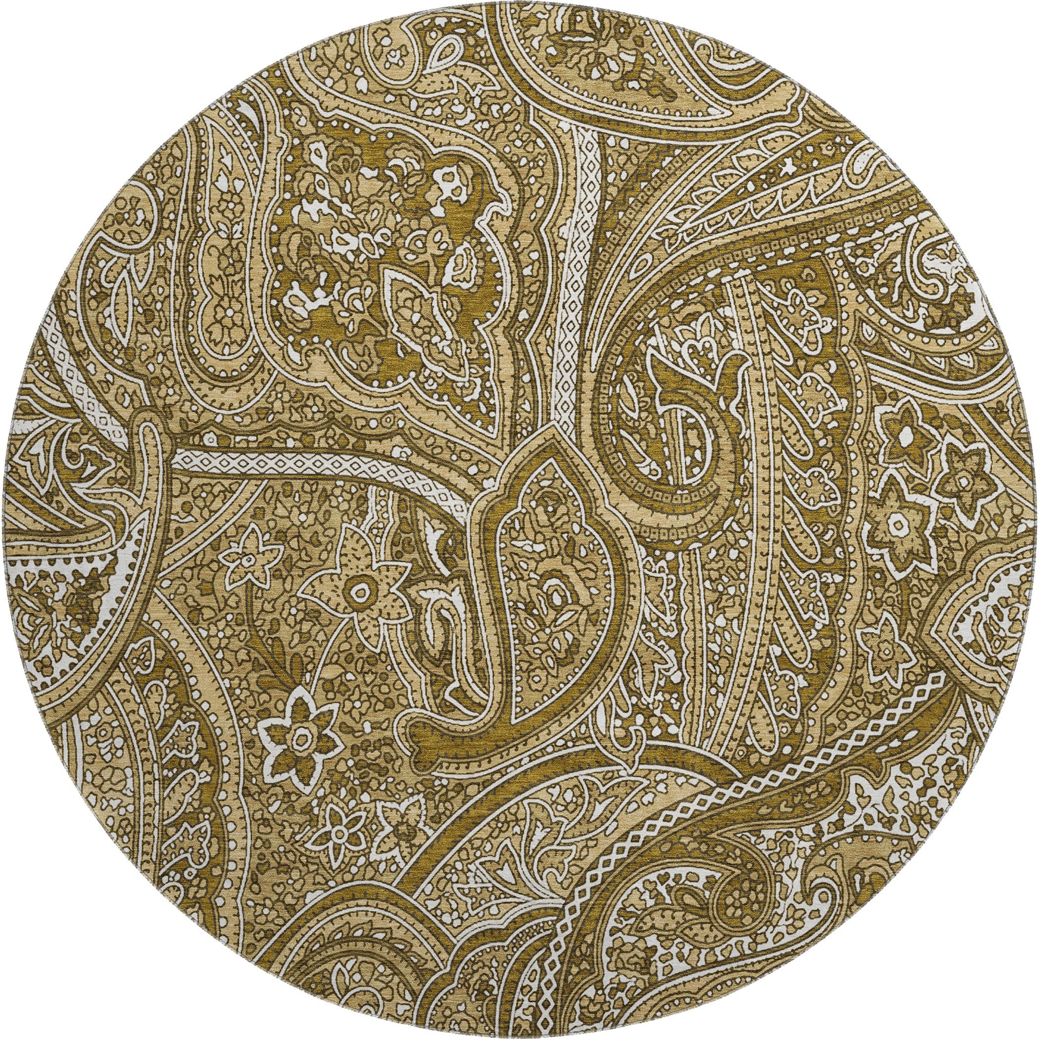 Oaxaca Machine Washable Traditional Brown Rug 8' x 8' #shape_Round