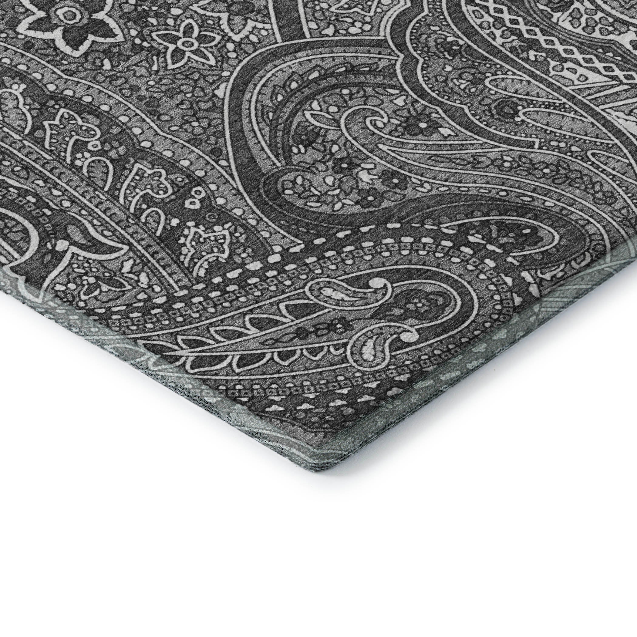 Oaxaca Machine Washable Traditional Gray Rug 1'8" x 2'6" #shape_Rectangle