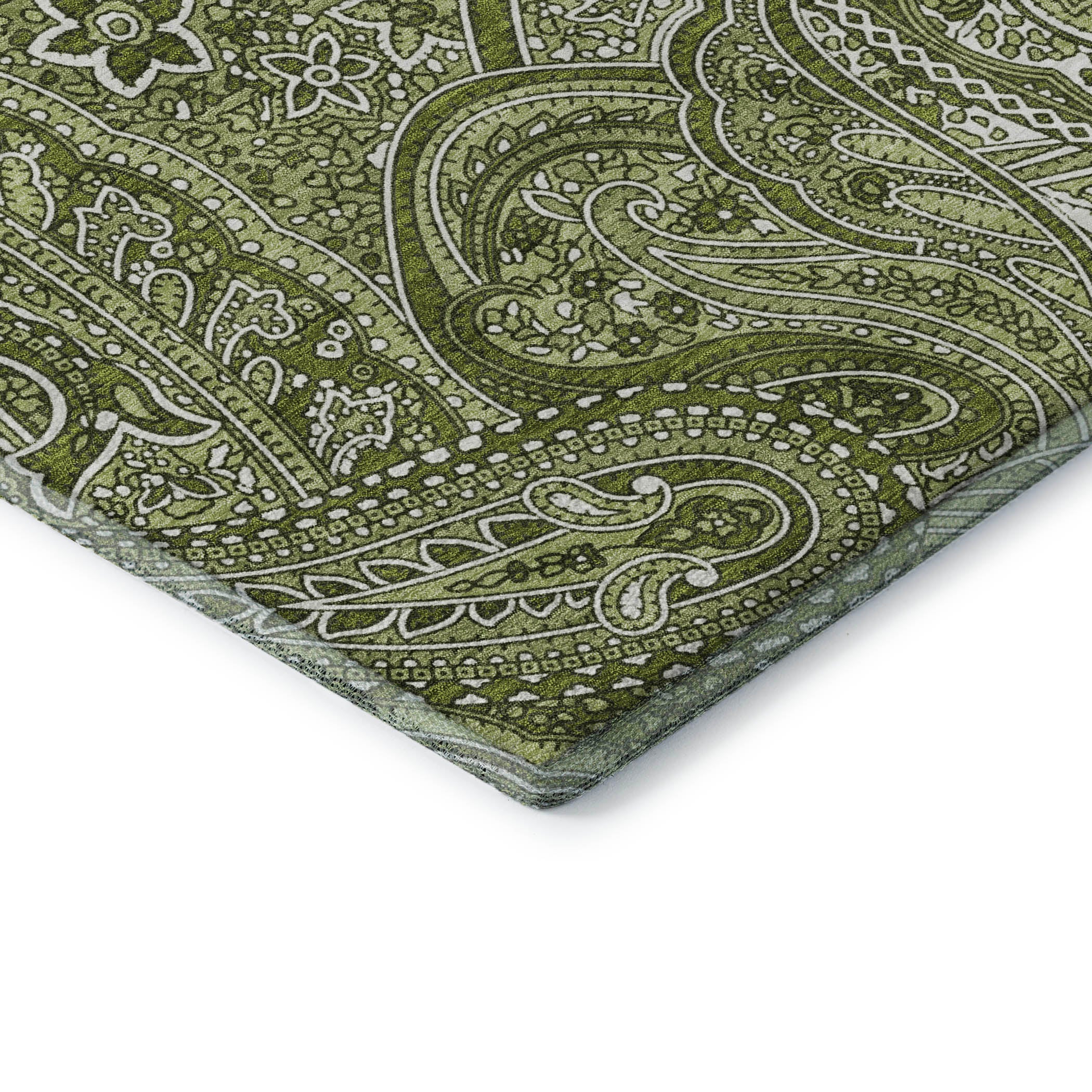 Oaxaca Machine Washable Traditional Green Rug 1'8" x 2'6" #shape_Rectangle