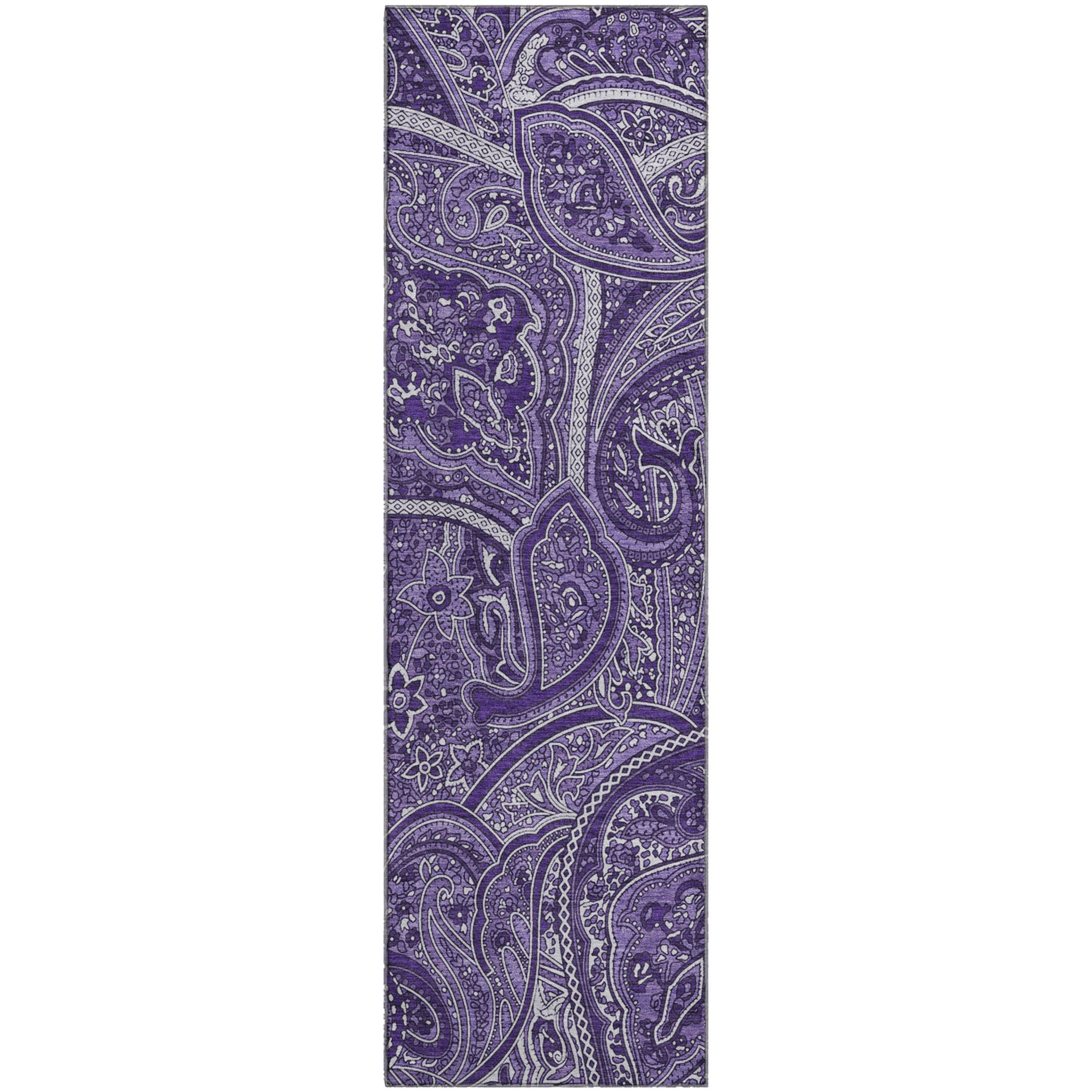 Oaxaca Machine Washable Traditional Purple Rug 2'3" x 7'6" #shape_Runner