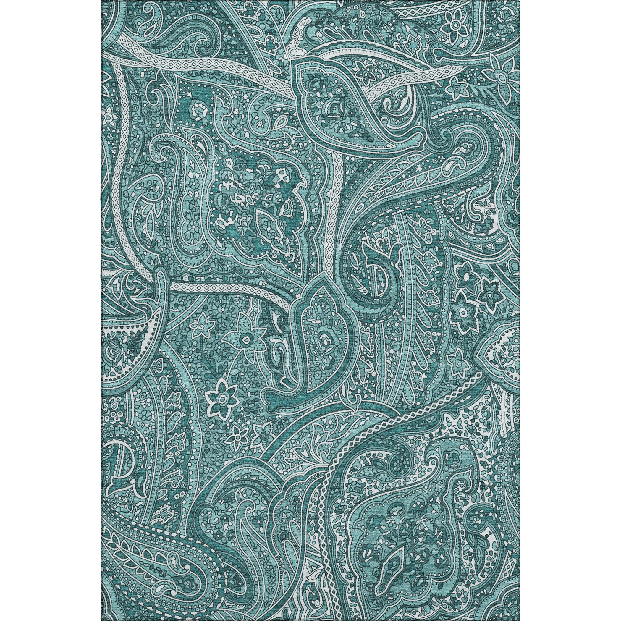 Oaxaca Machine Washable Traditional Teal Rug 2'6" x 3'10" #shape_Rectangle