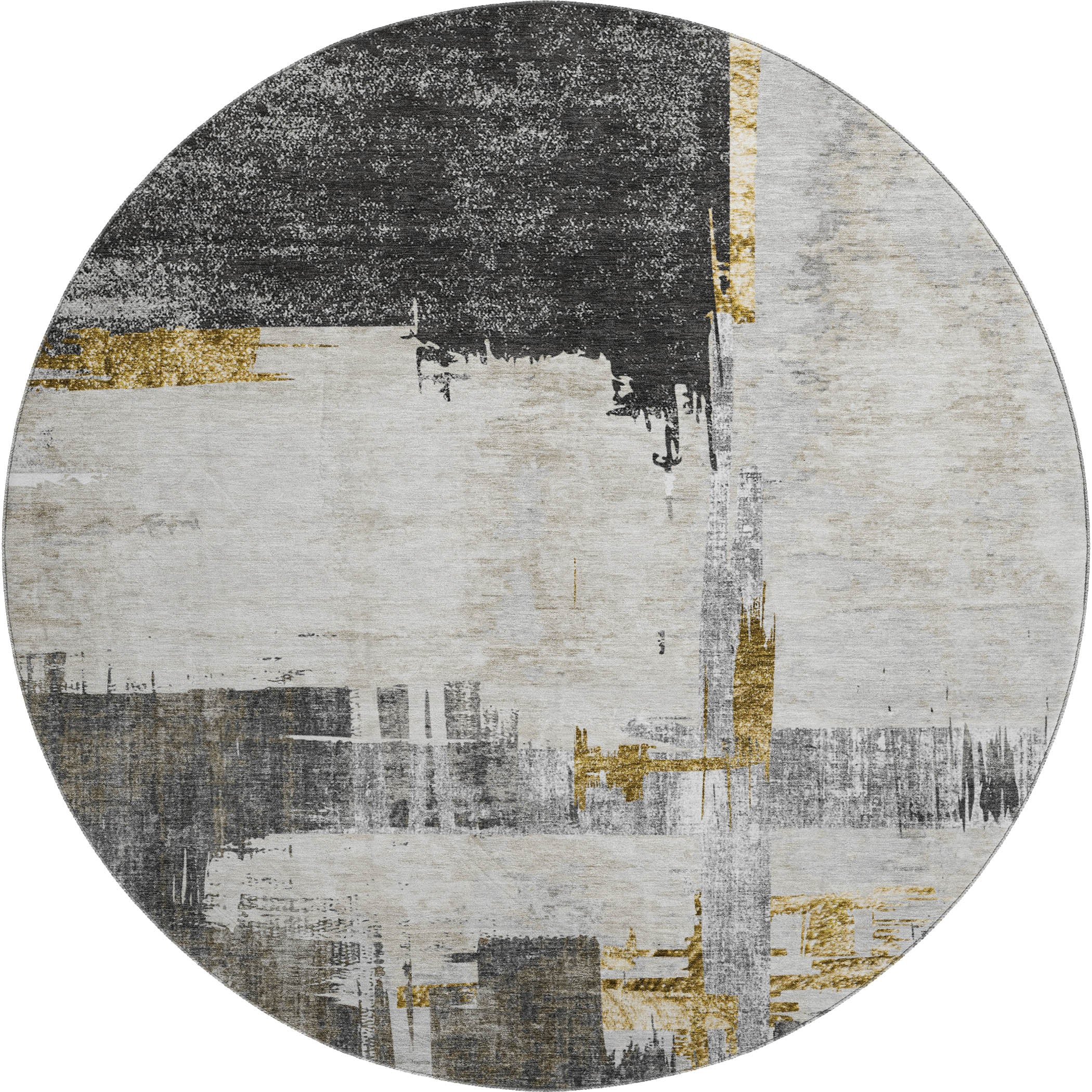 Cairo Machine Washable Traditional Gray Rug 8' x 8' #shape_Round