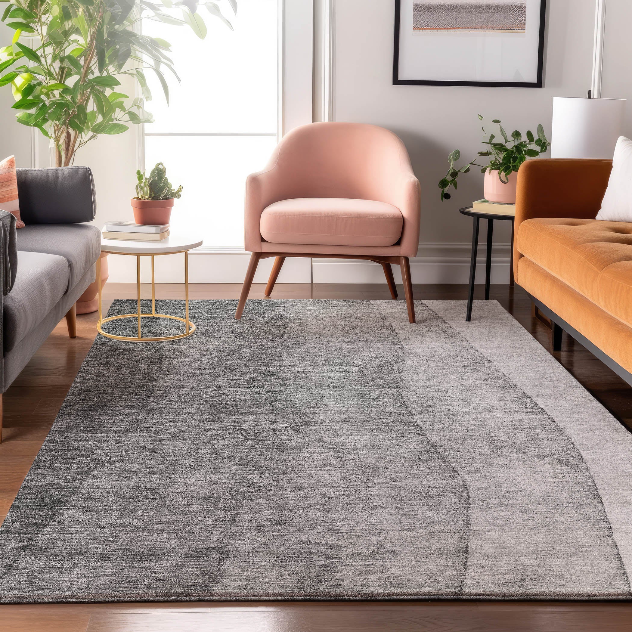 Lucerne Machine Washable Transitional Gray Rug 2'6" x 3'10" #shape_Rectangle