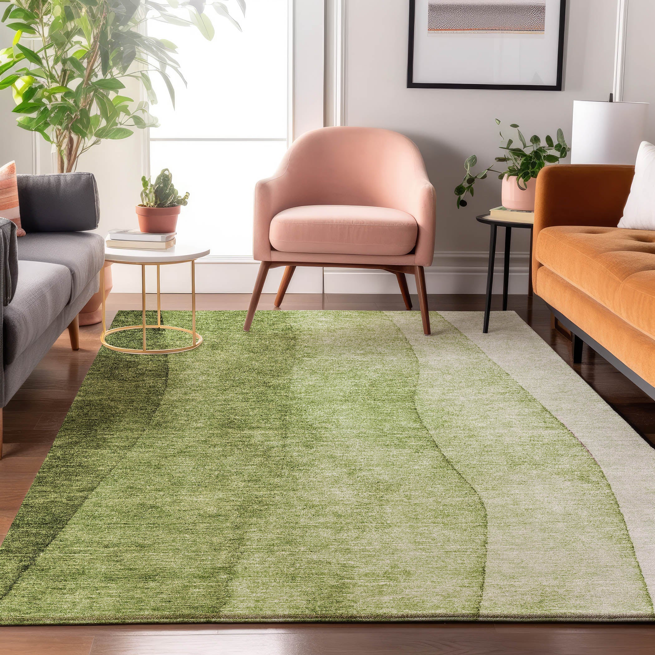Lucerne Machine Washable Transitional Olive Green Rug 2'6" x 3'10" #shape_Rectangle